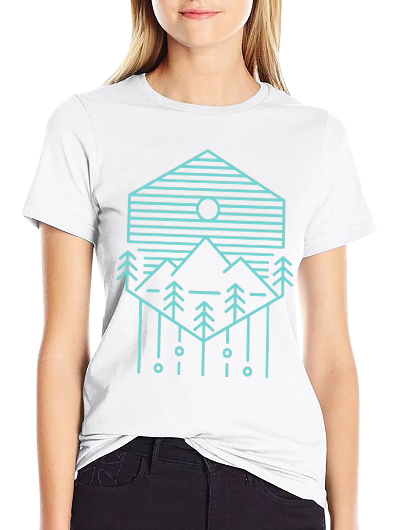 Geometric Mountain Scene Graphic Tee