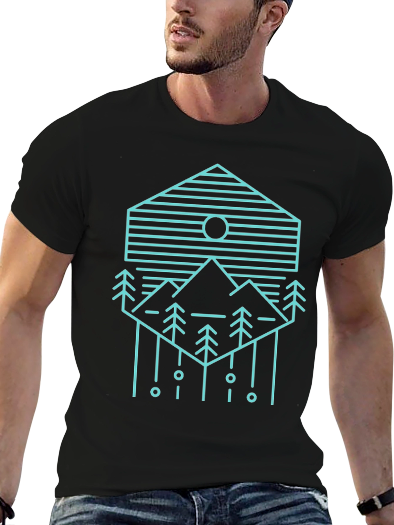 Geometric Mountain Scene Graphic Tee