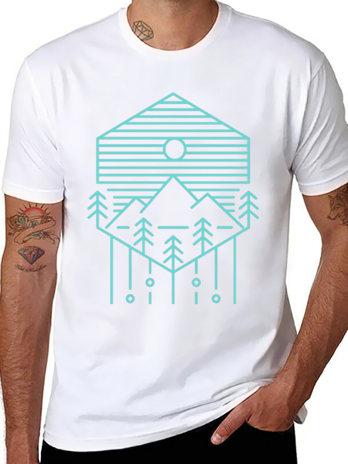 Geometric Mountain Scene Graphic Tee