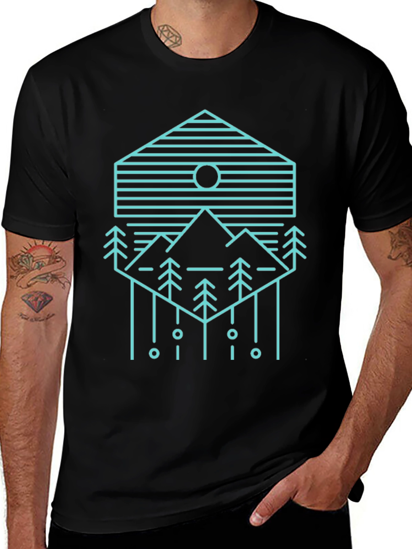 Geometric Mountain Scene Graphic Tee