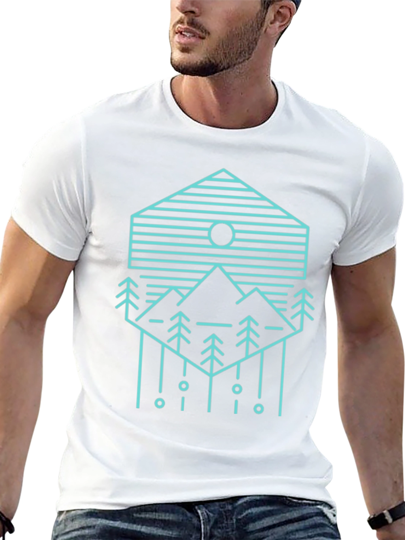 Geometric Mountain Scene Graphic Tee