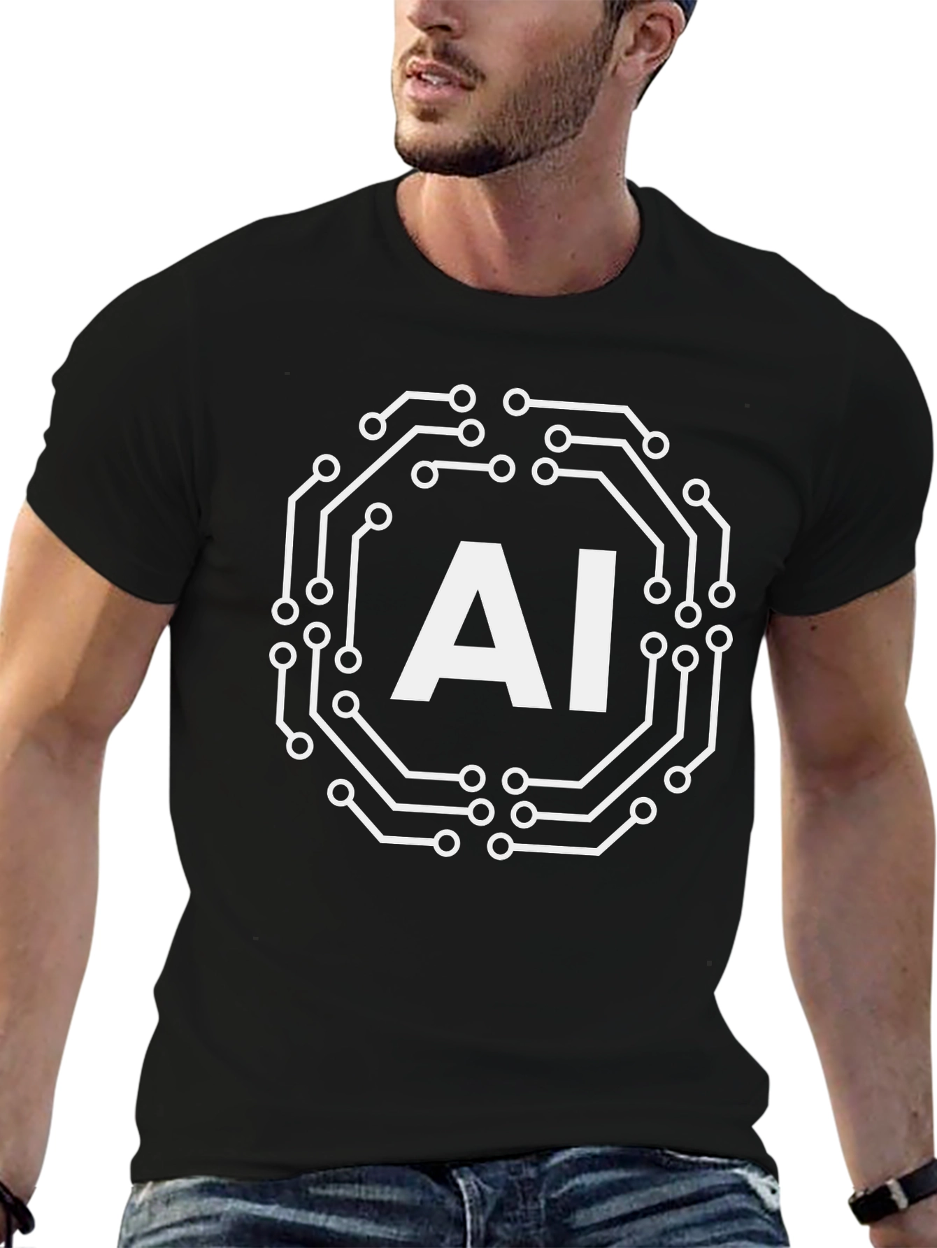 AI Circuit Board Black T-Shirt