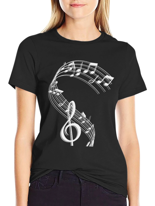 Musical Notes Graphic Tee - Black T-Shirt