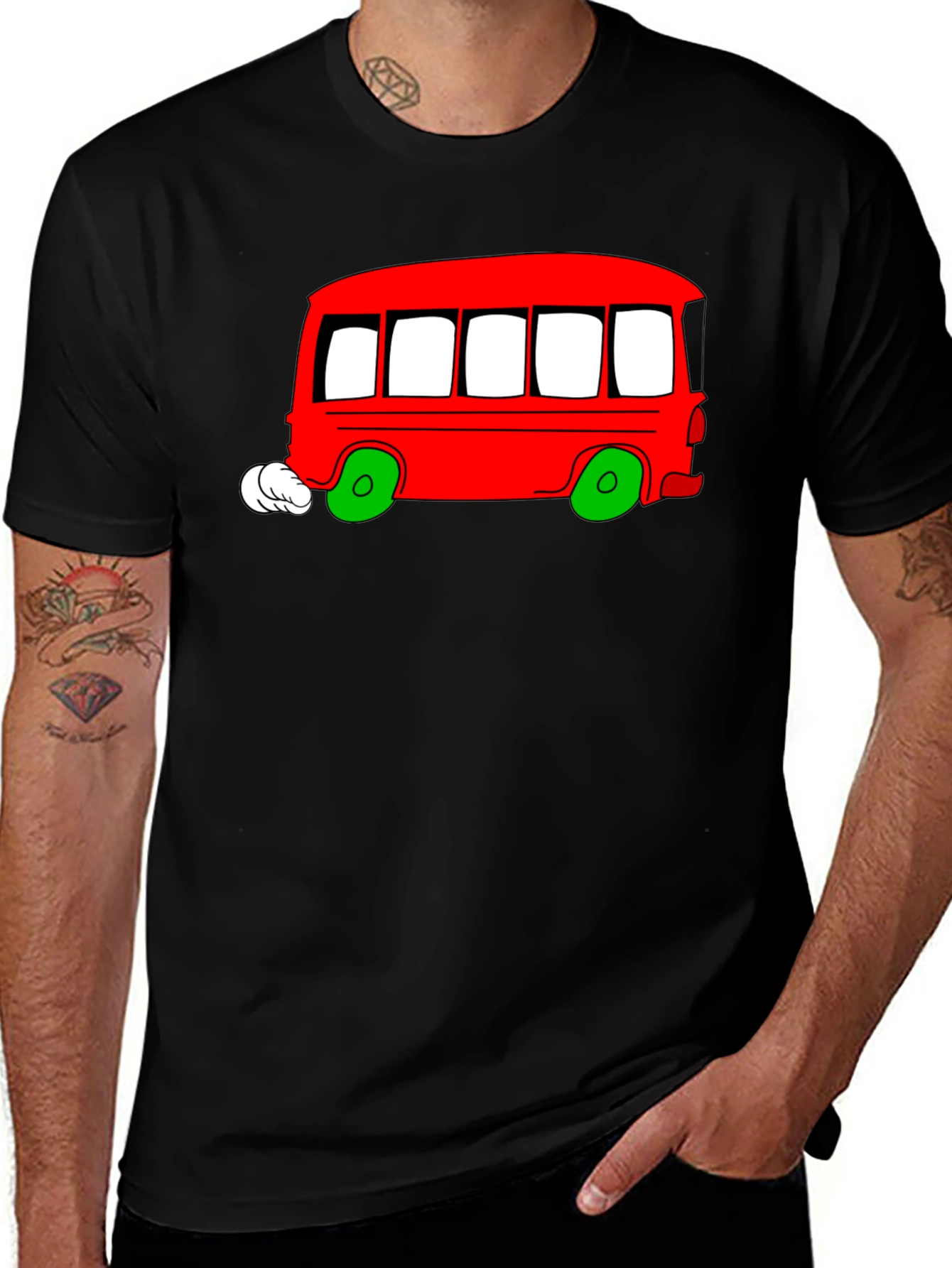 Cartoon Bus Graphic T-Shirt