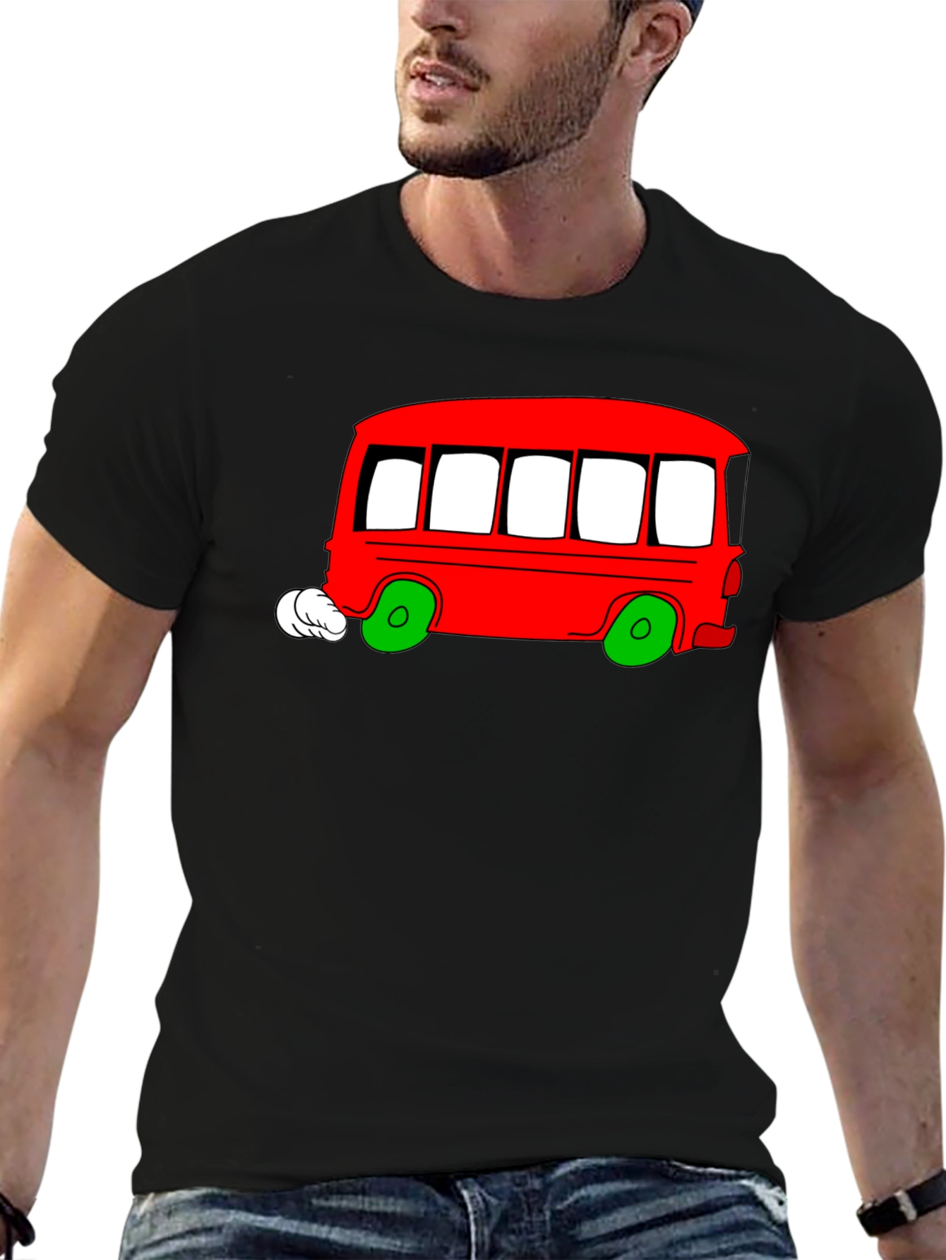 Cartoon Bus Graphic T-Shirt