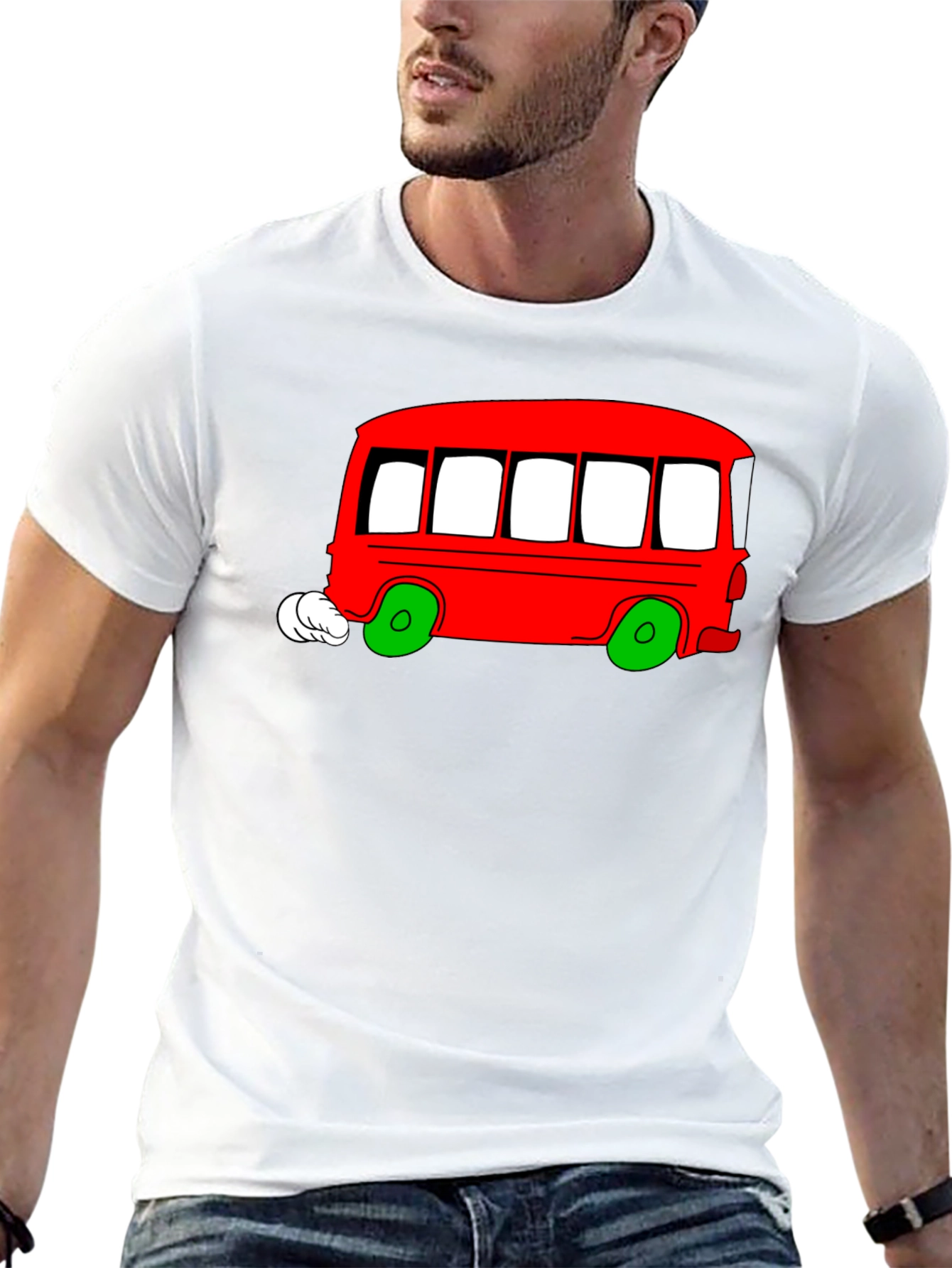 Cartoon Bus Graphic T-Shirt