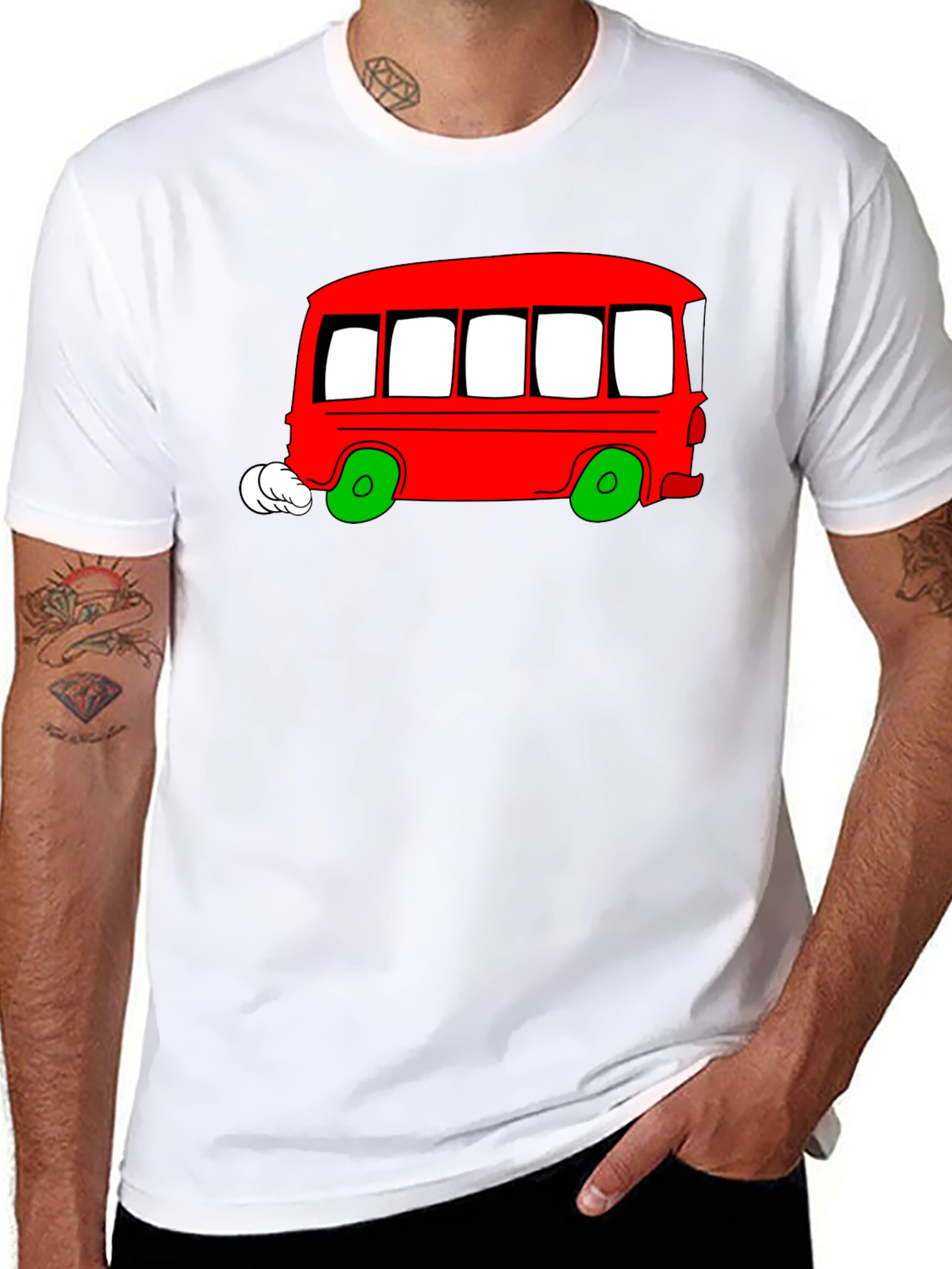 Cartoon Bus Graphic T-Shirt