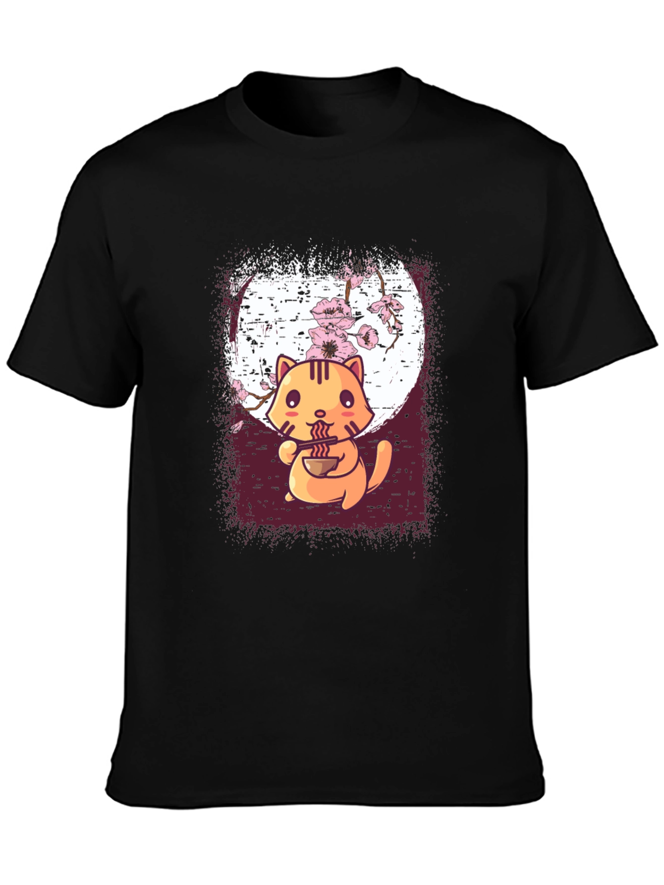 Ramen Cat Graphic Tee - Cute Anime Style