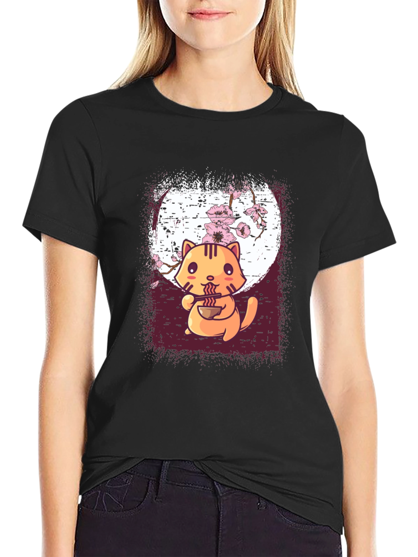 Ramen Cat Graphic Tee - Cute Anime Style
