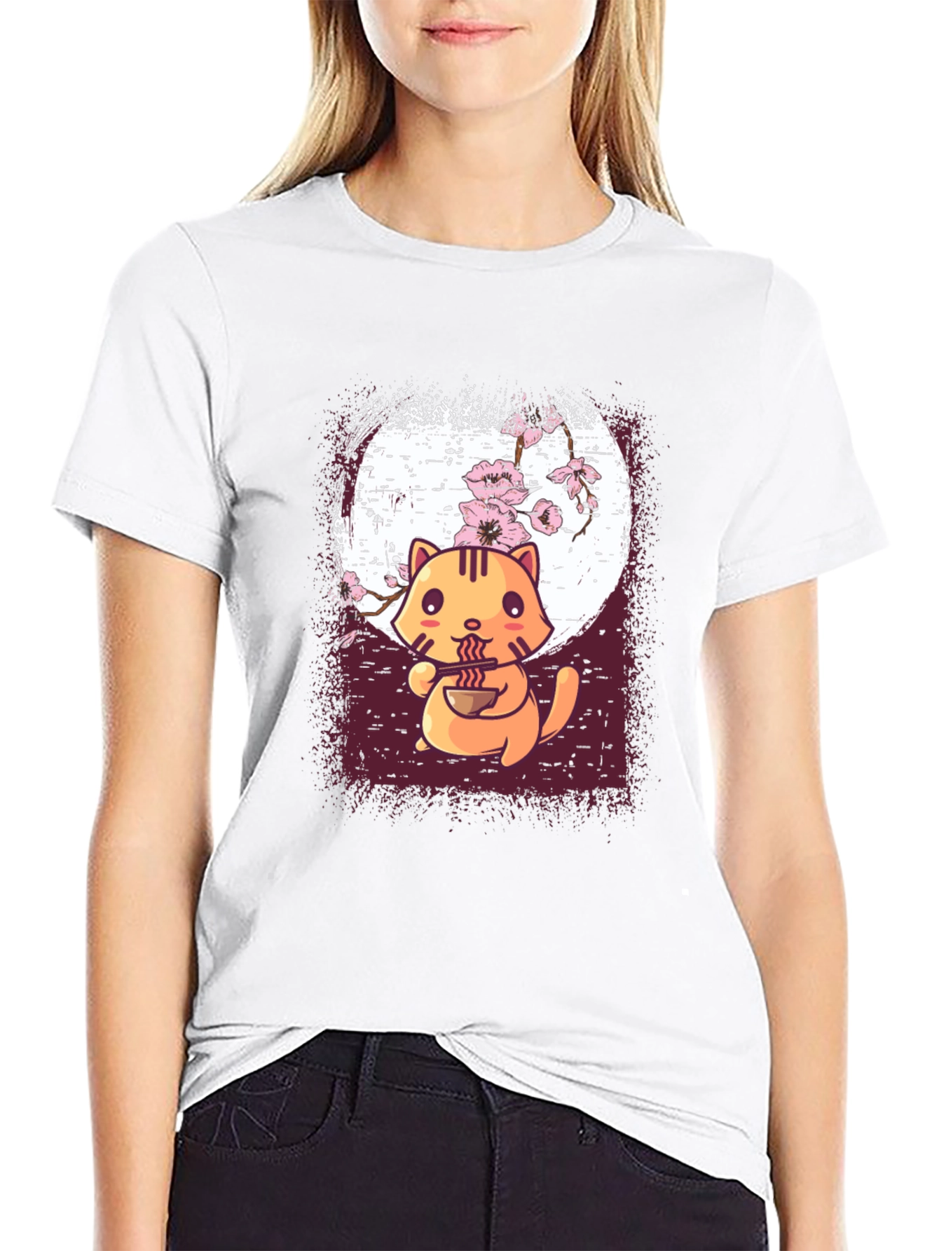 Ramen Cat Graphic Tee - Cute Anime Style