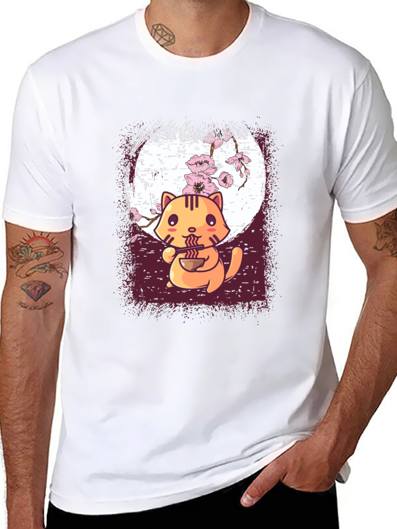 Ramen Cat Graphic Tee - Cute Anime Style