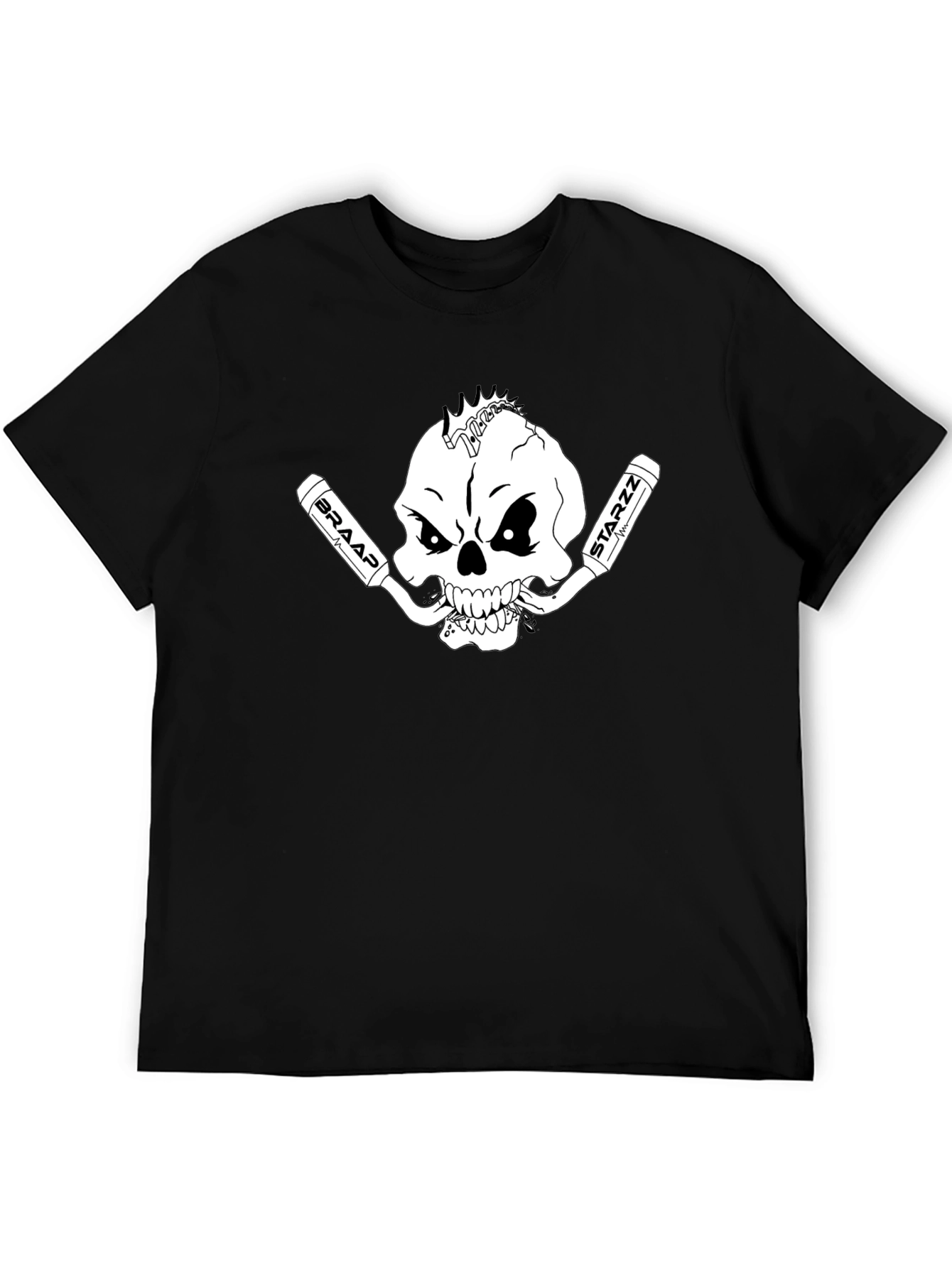 Skull & Exhaust Pipes Graphic Tee - Black