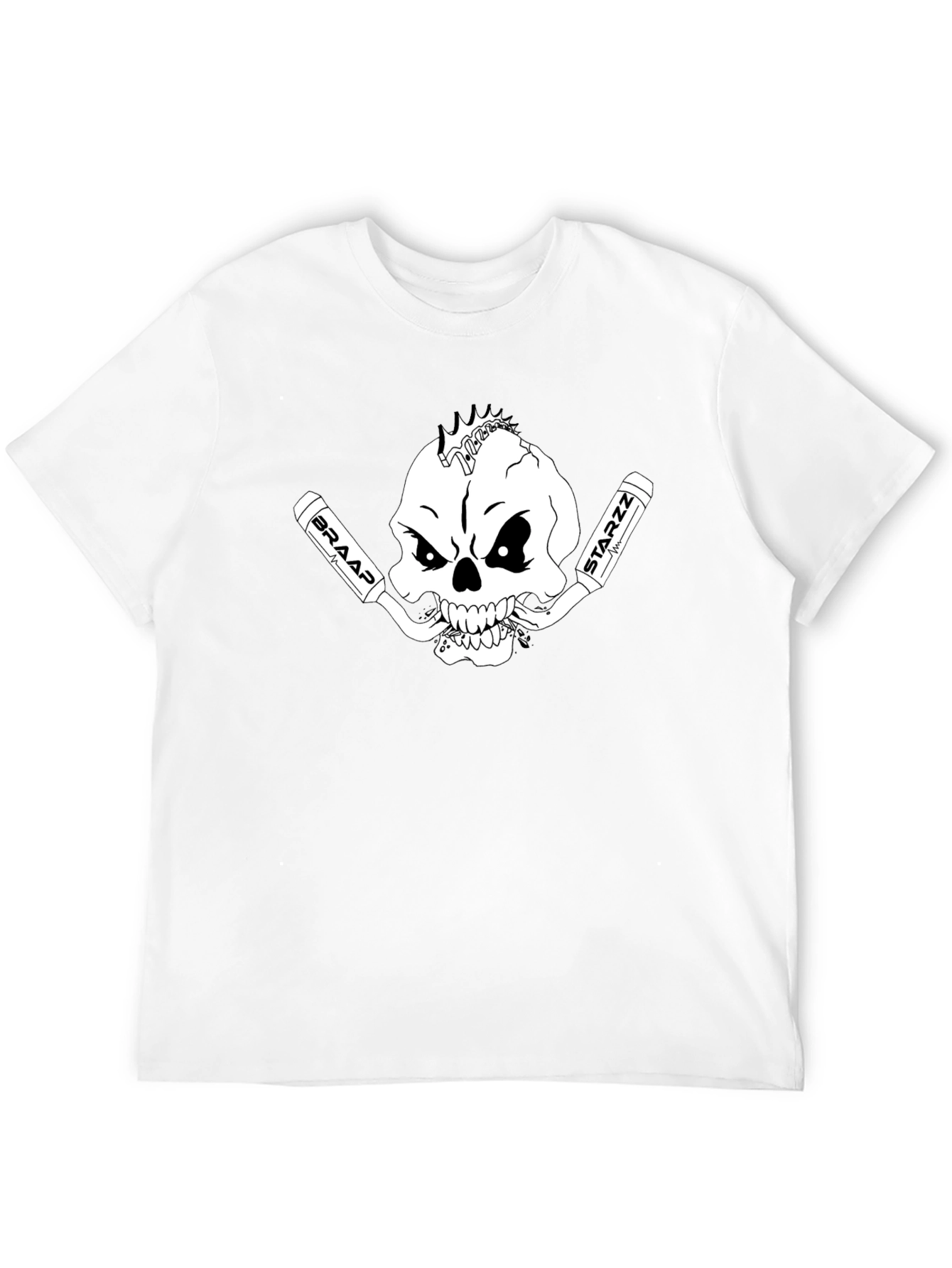 Skull & Exhaust Pipes Graphic Tee - Black