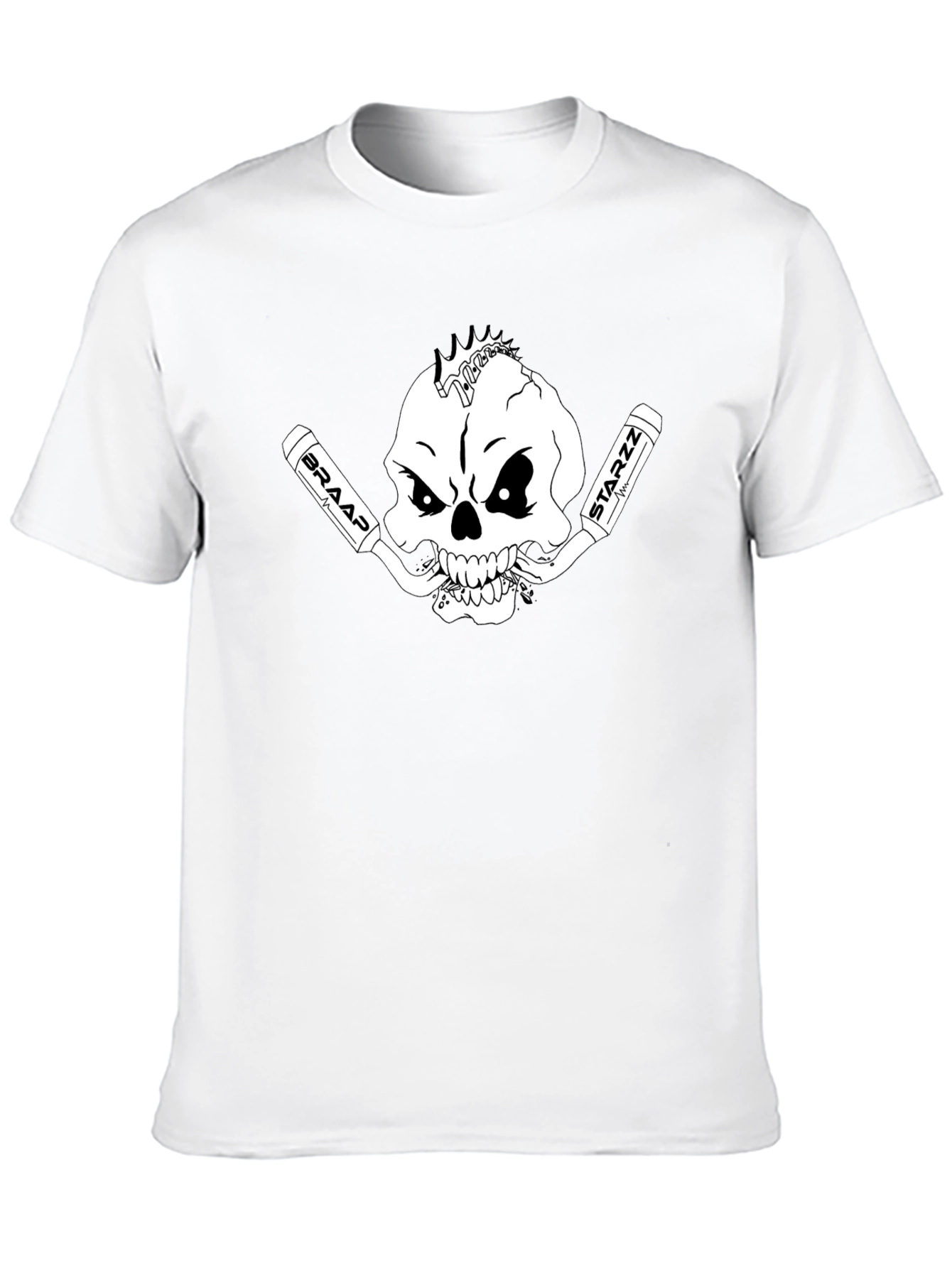 Skull & Exhaust Pipes Graphic Tee - Black