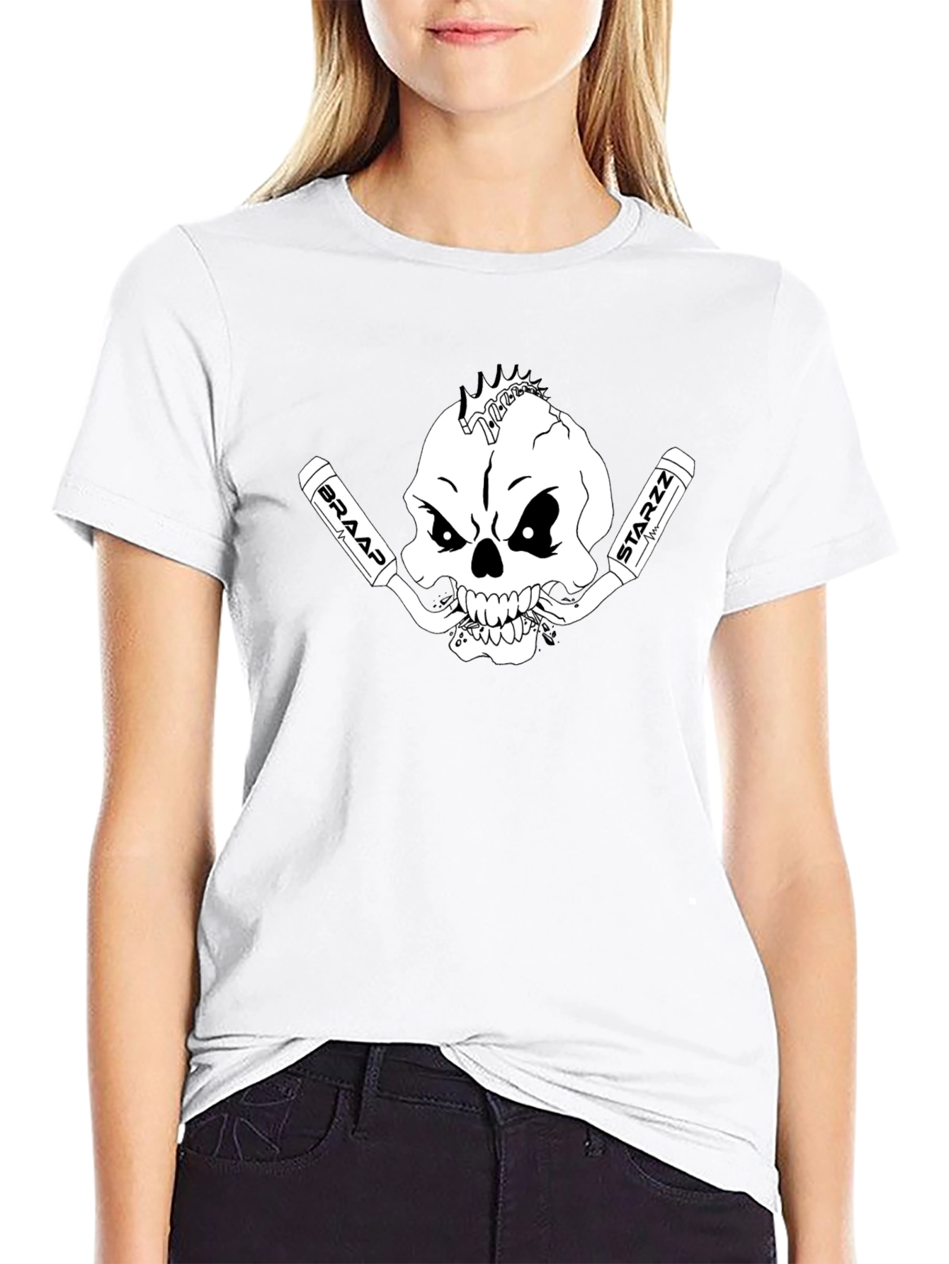 Skull & Exhaust Pipes Graphic Tee - Black