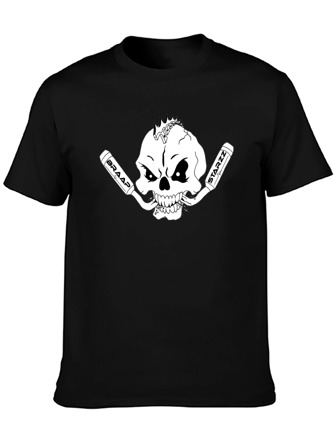 Skull & Exhaust Pipes Graphic Tee - Black