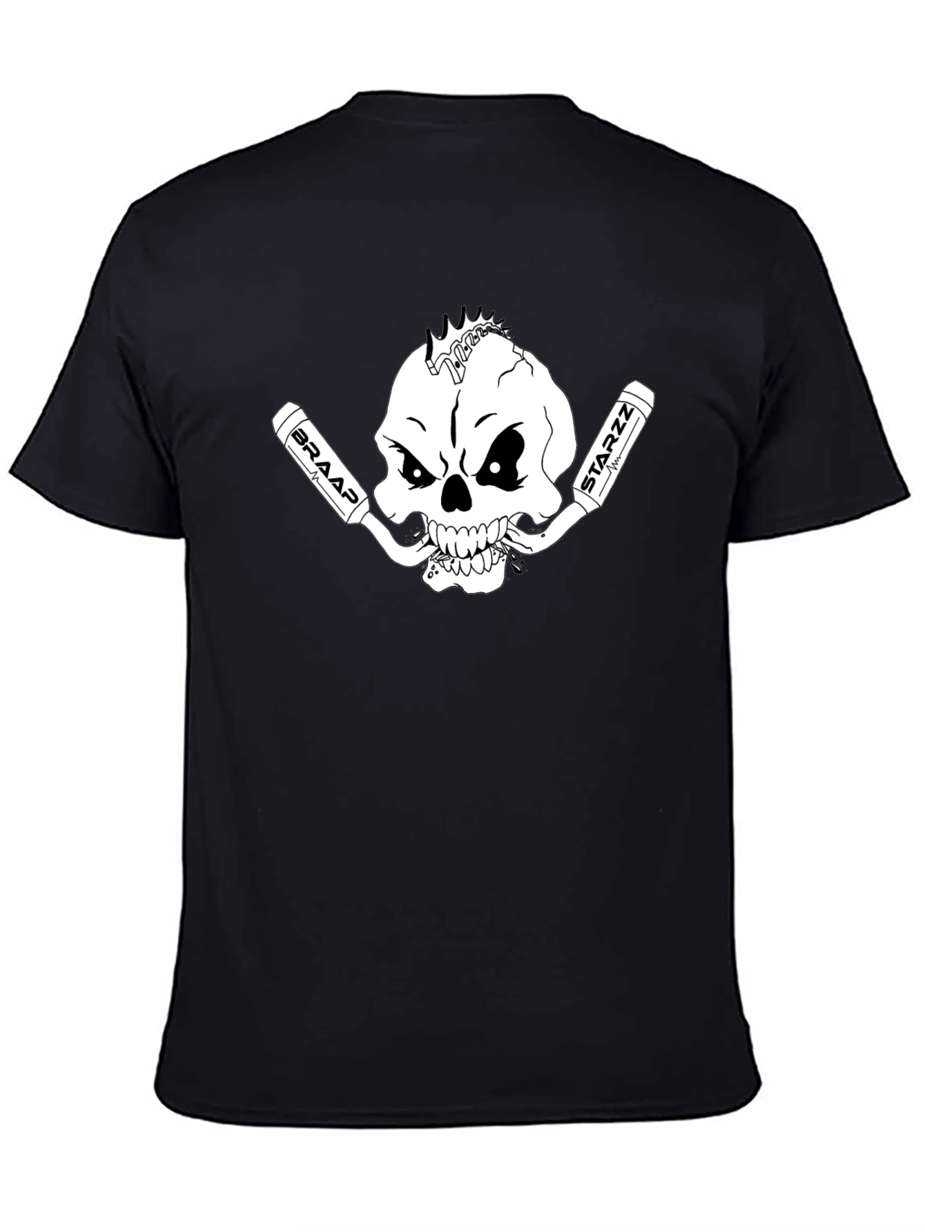 Skull & Exhaust Pipes Graphic Tee - Black