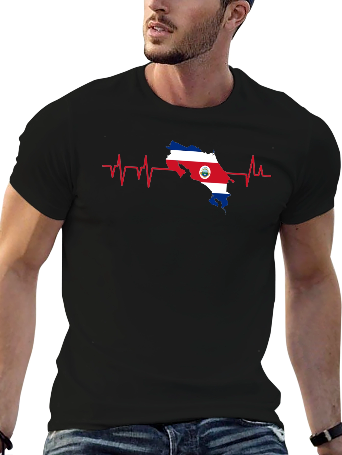 Costa Rica Heartbeat Flag T-Shirt