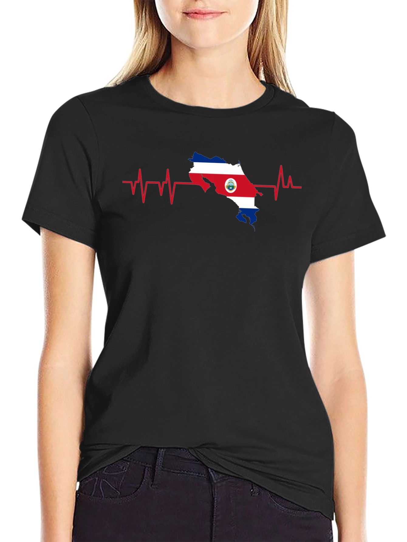 Costa Rica Heartbeat Flag T-Shirt