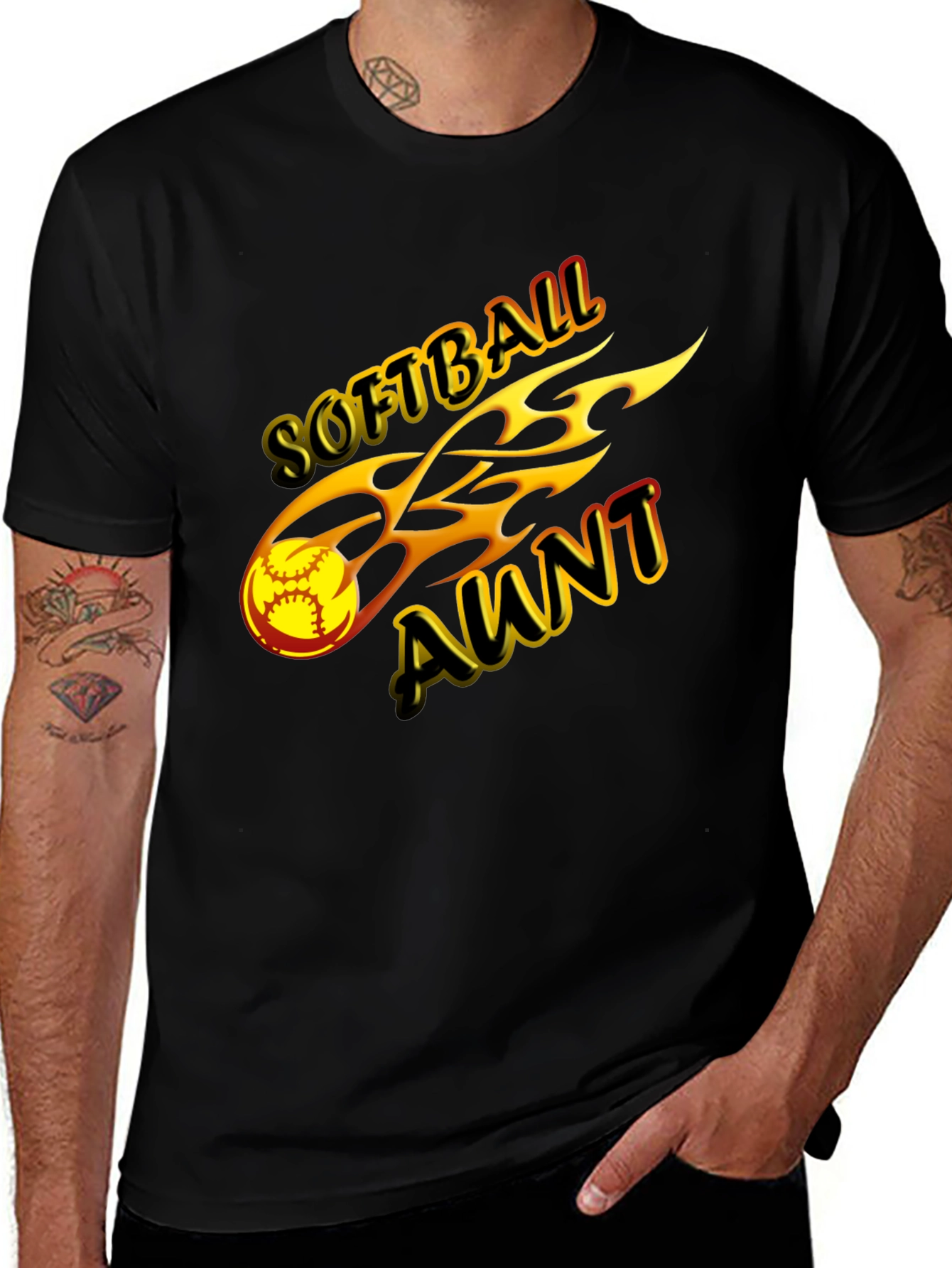 Softball Aunt Graphic Tee - Black
