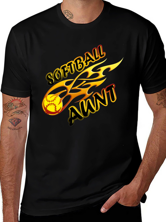 Softball Aunt Graphic Tee - Black