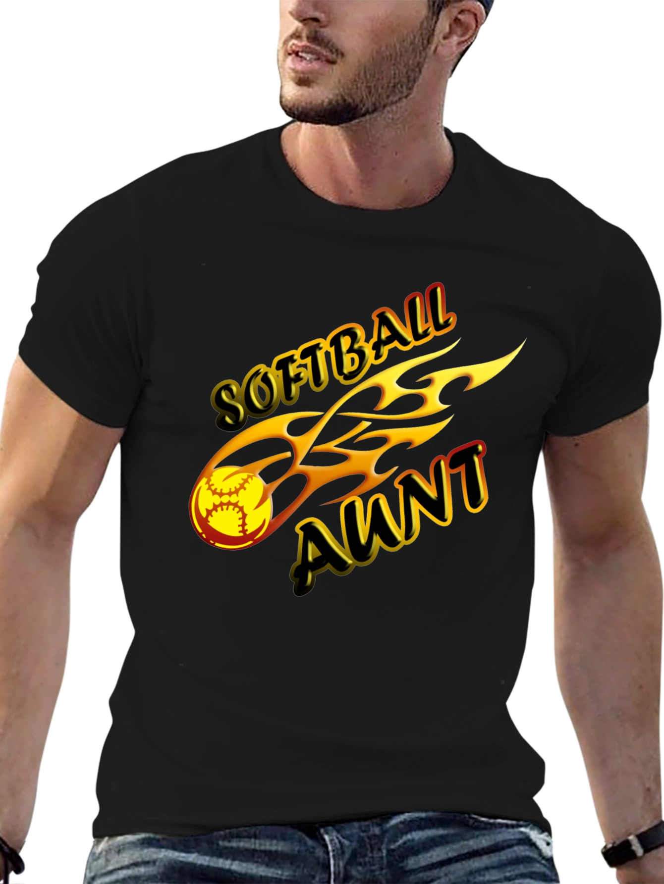 Softball Aunt Graphic Tee - Black