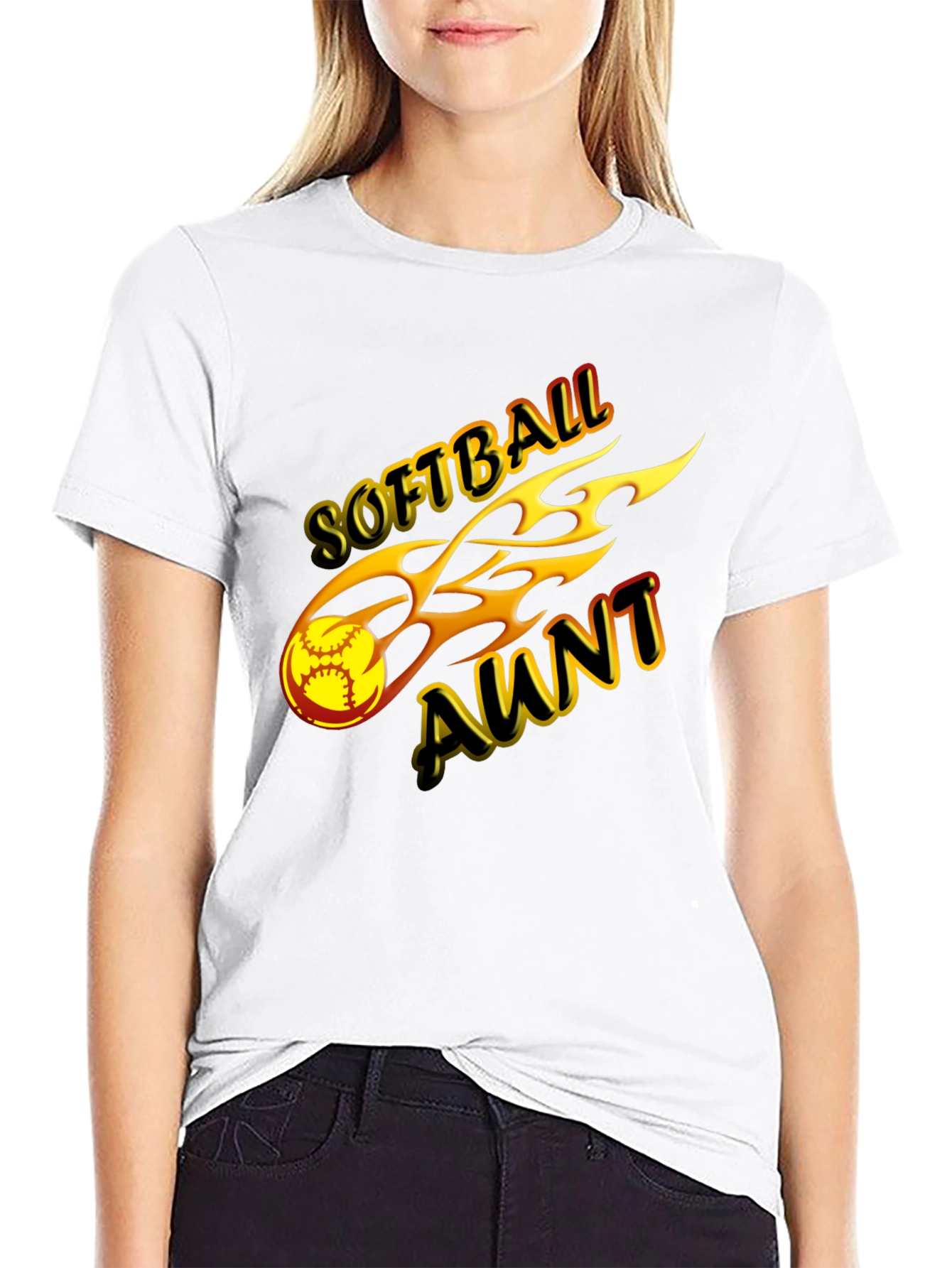 Softball Aunt Graphic Tee - Black