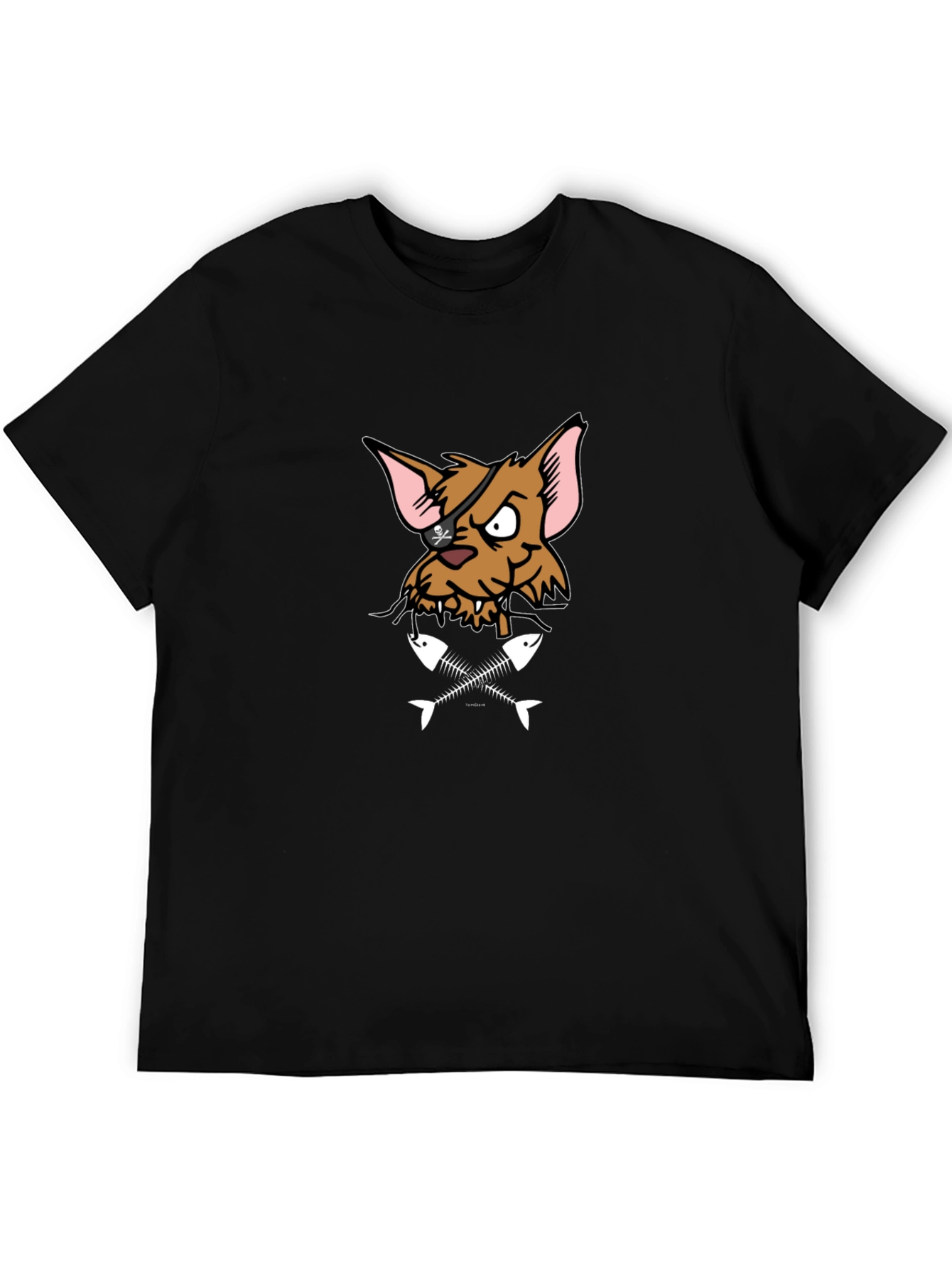 Pirate Cat T-Shirt - Fish Bones Design