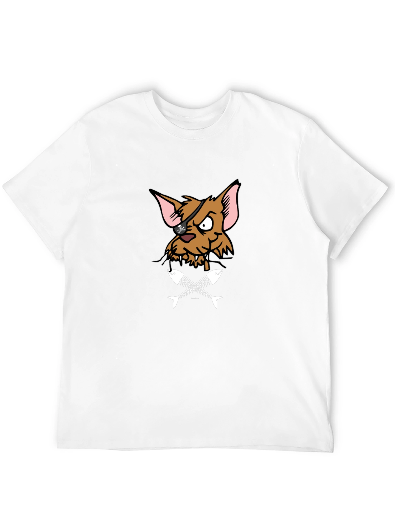 Pirate Cat T-Shirt - Fish Bones Design