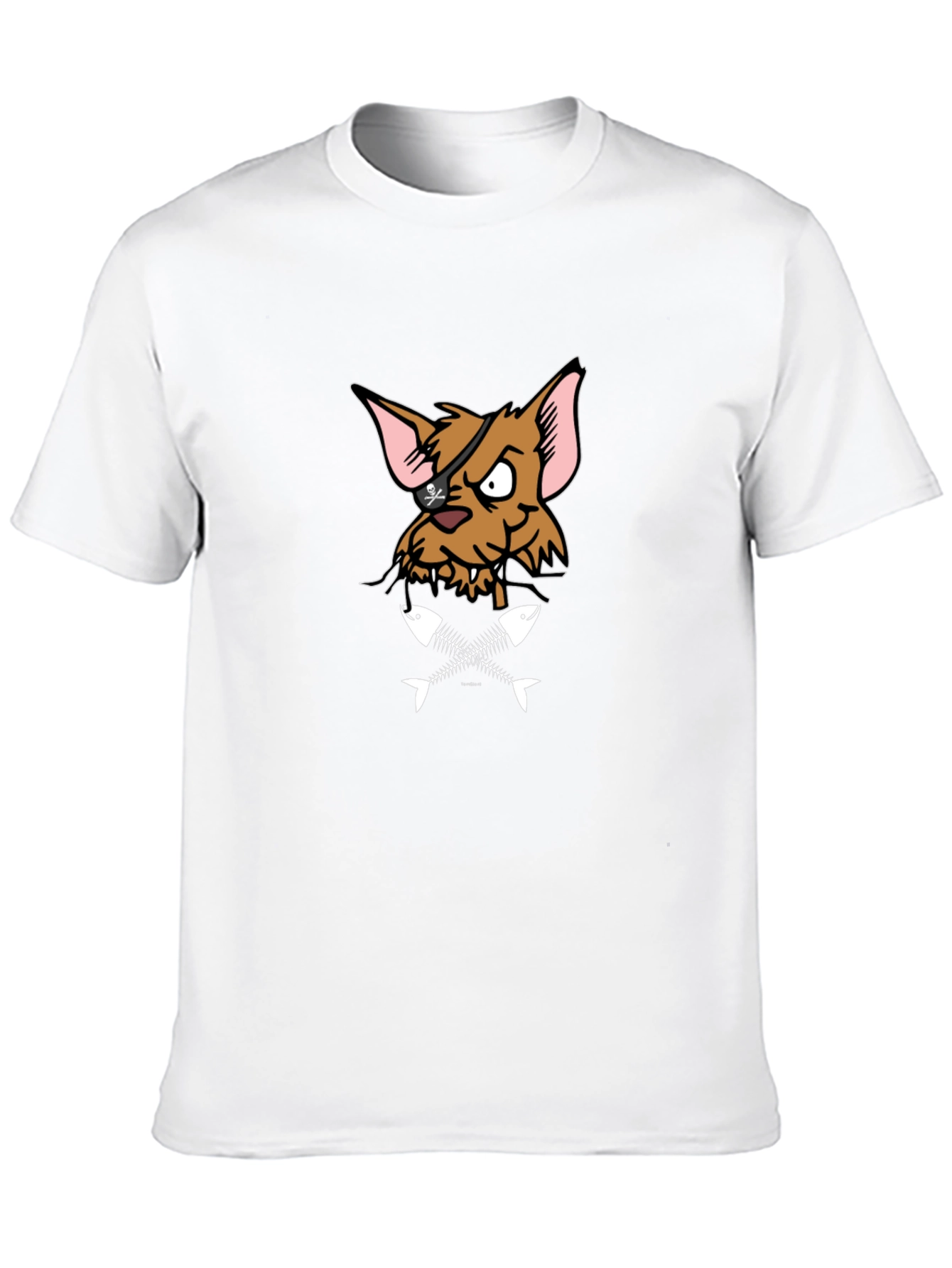 Pirate Cat T-Shirt - Fish Bones Design