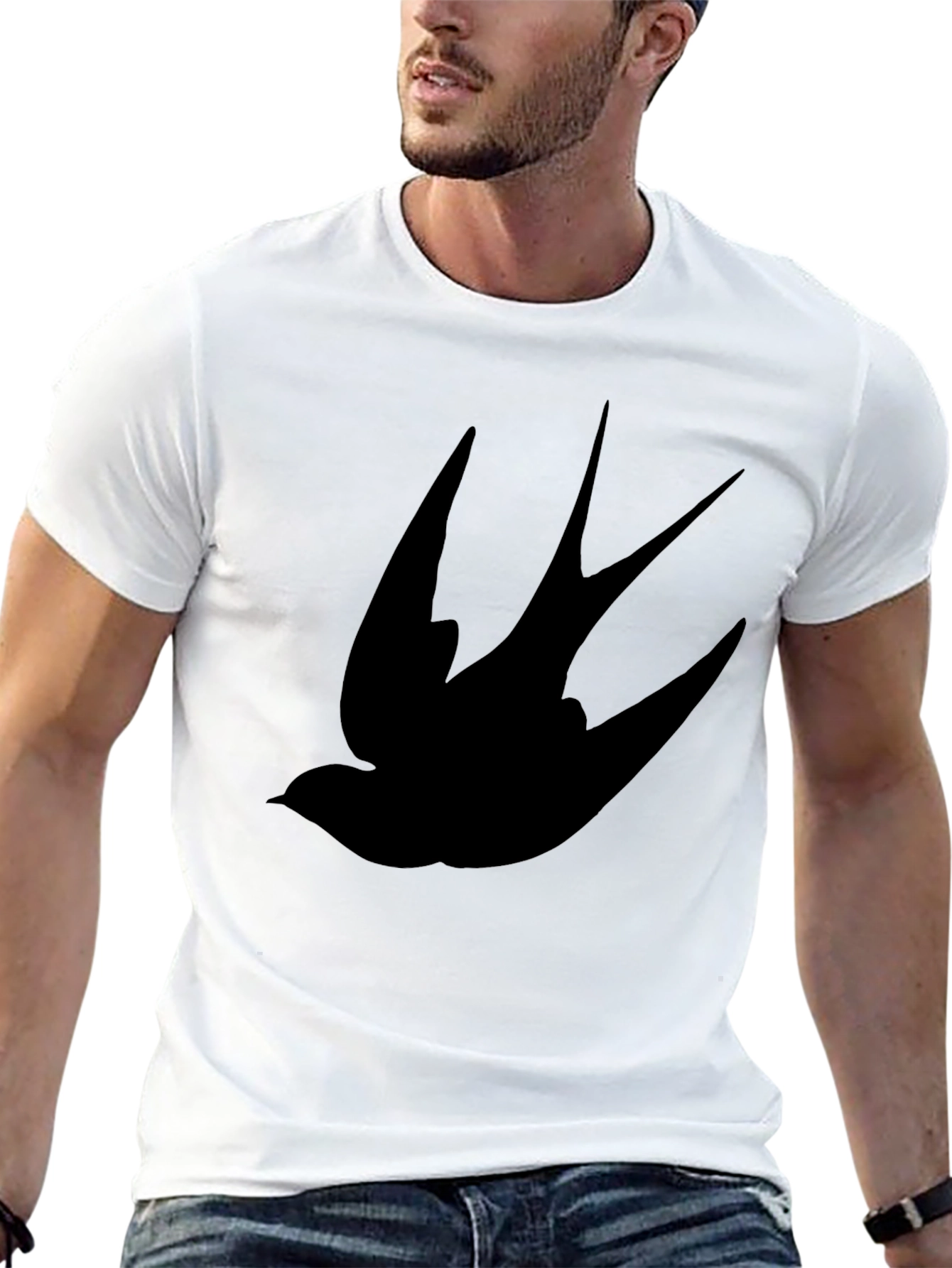 Black Swallow Bird Graphic Tee