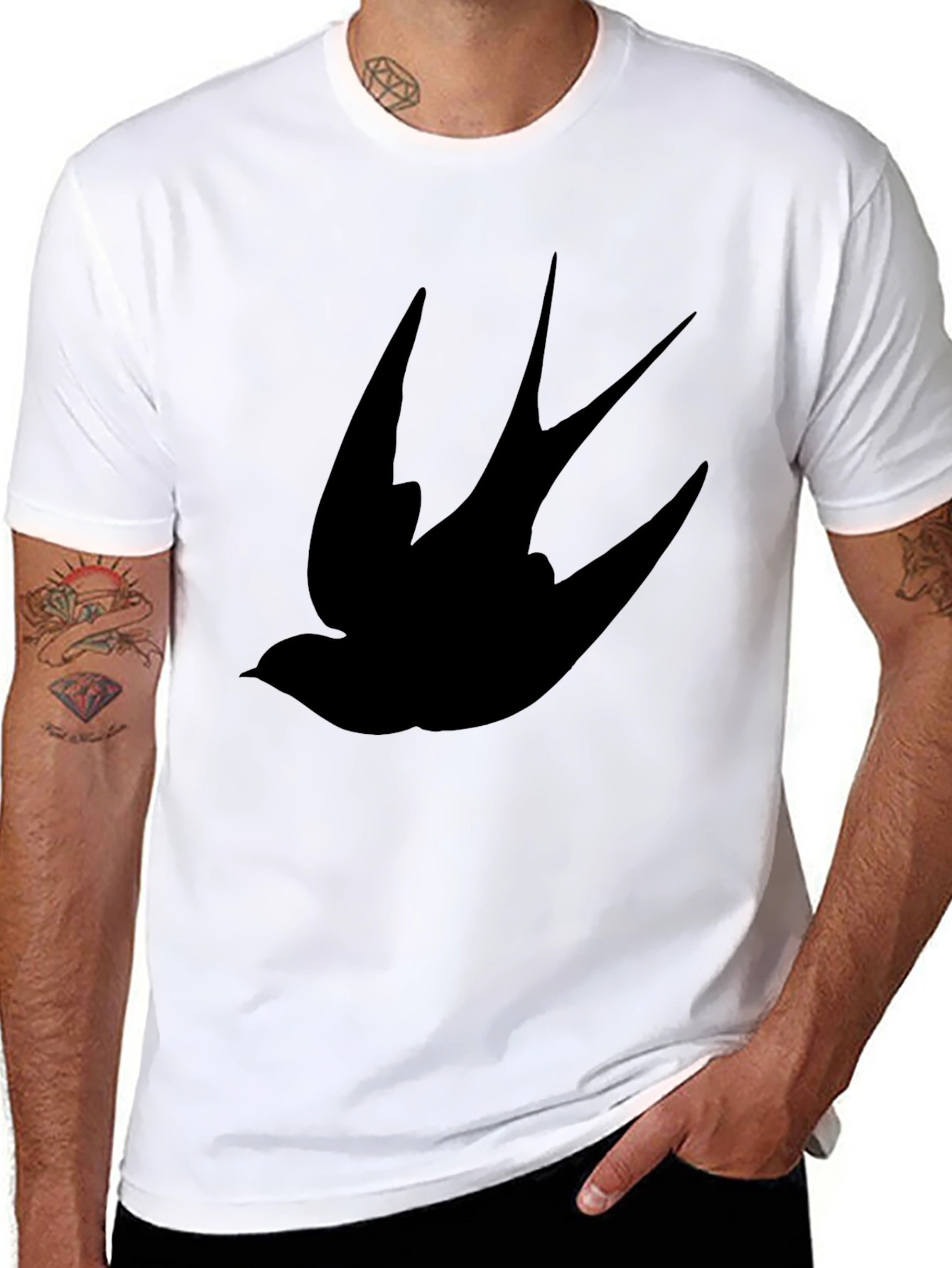 Black Swallow Bird Graphic Tee