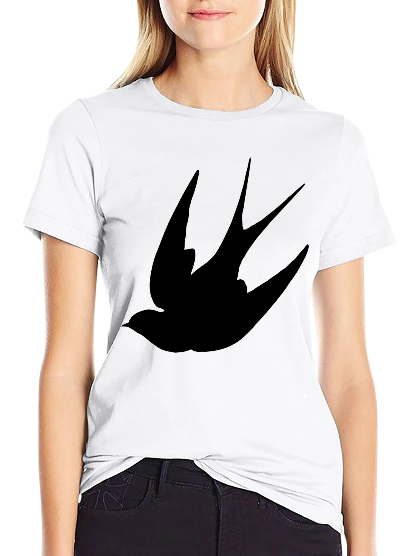Black Swallow Bird Graphic Tee