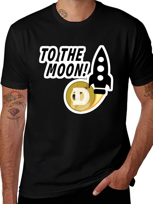 To the Moon! Doge Rocket Graphic Tee
