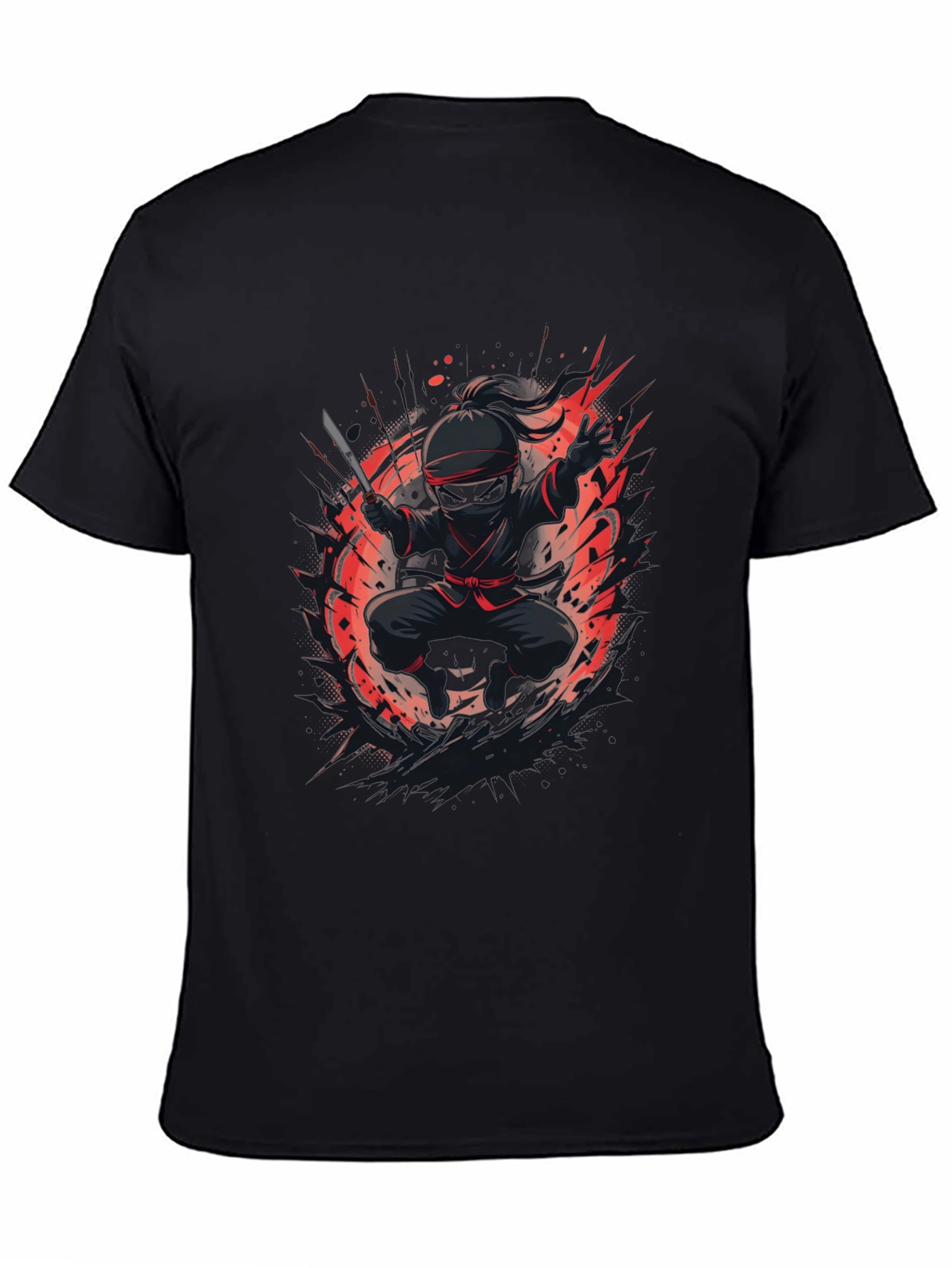 Ninja Warrior Graphic Tee - Black Cotton T-Shirt