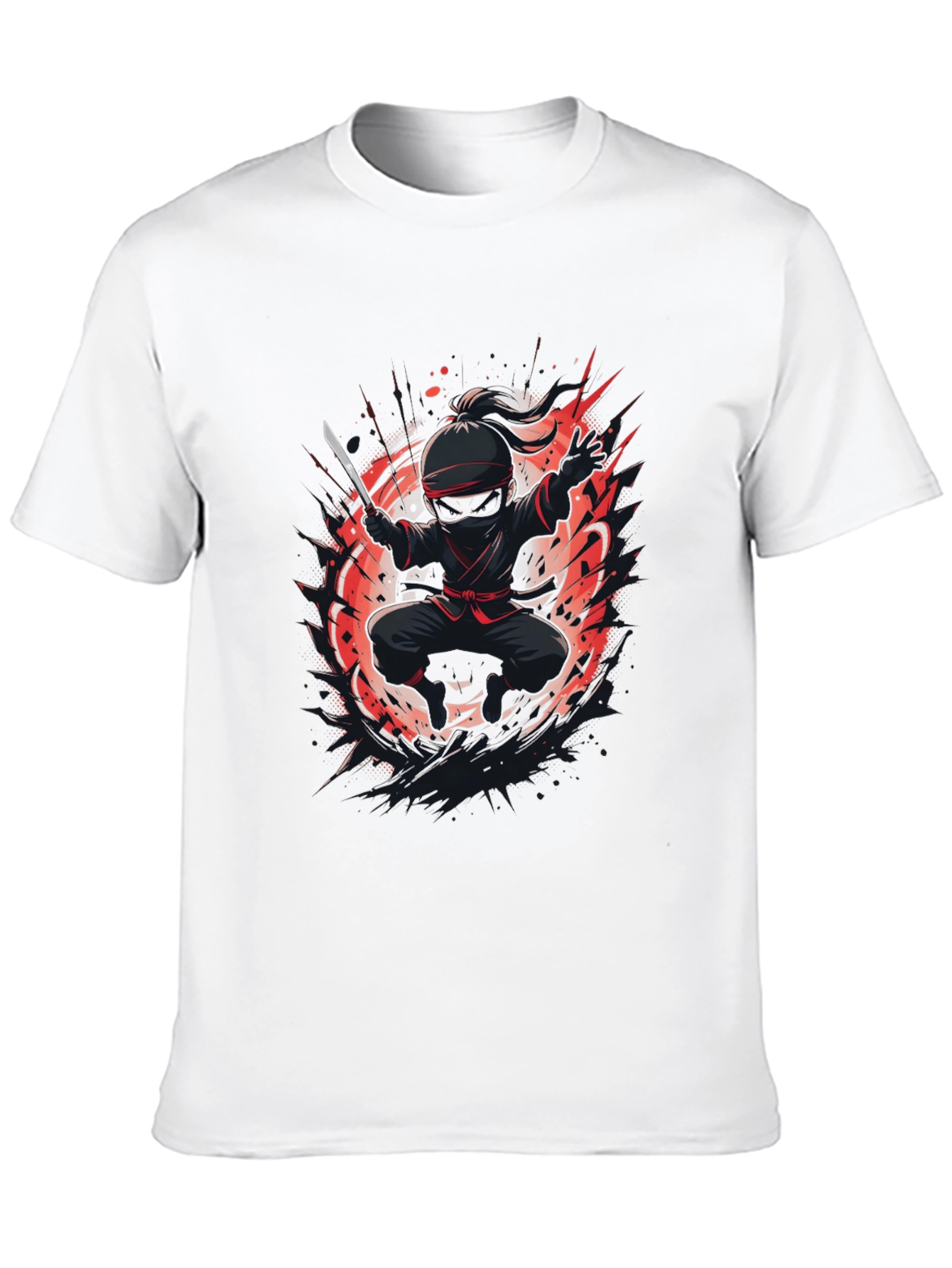 Ninja Warrior Graphic Tee - Black Cotton T-Shirt