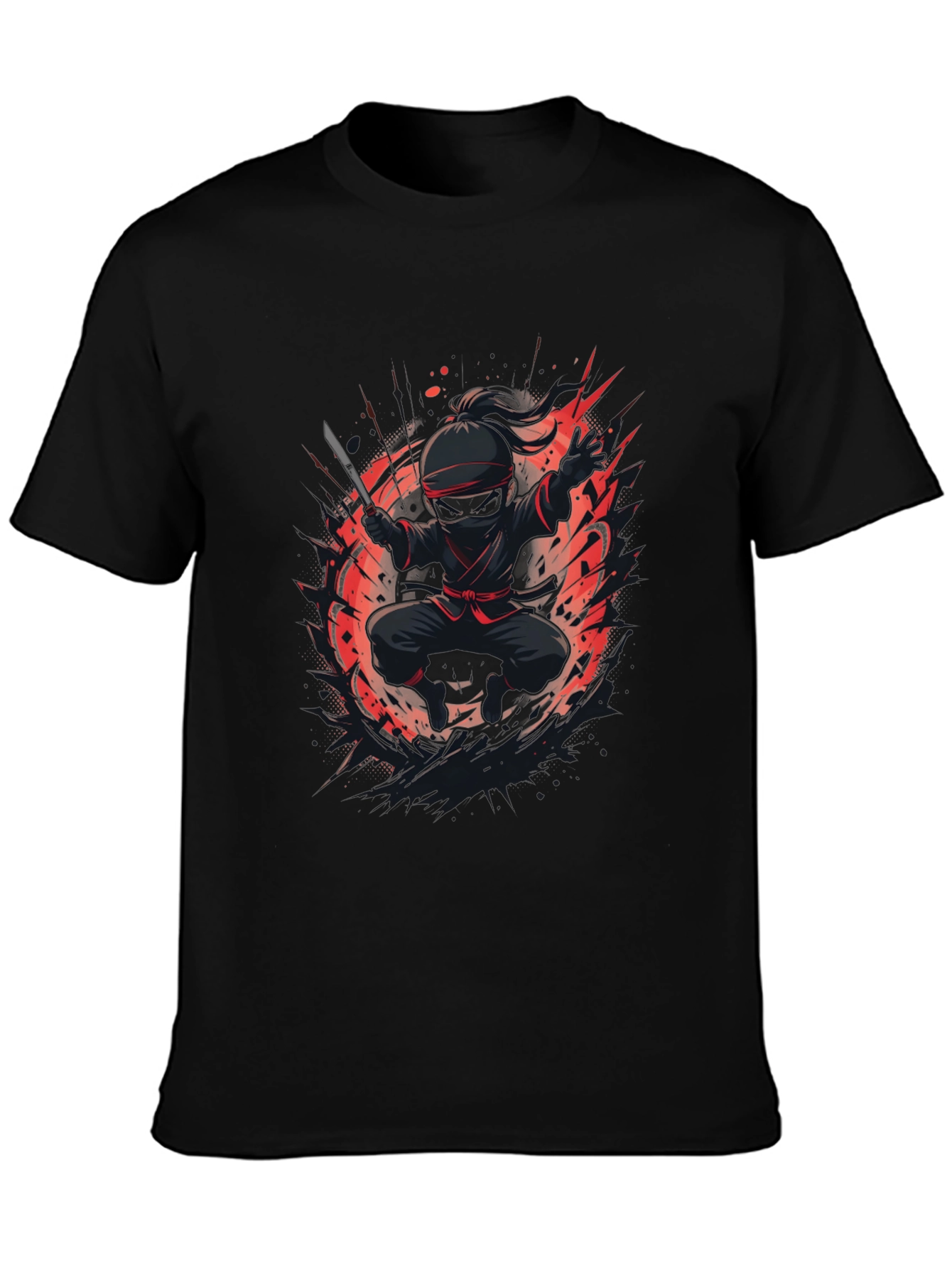 Ninja Warrior Graphic Tee - Black Cotton T-Shirt