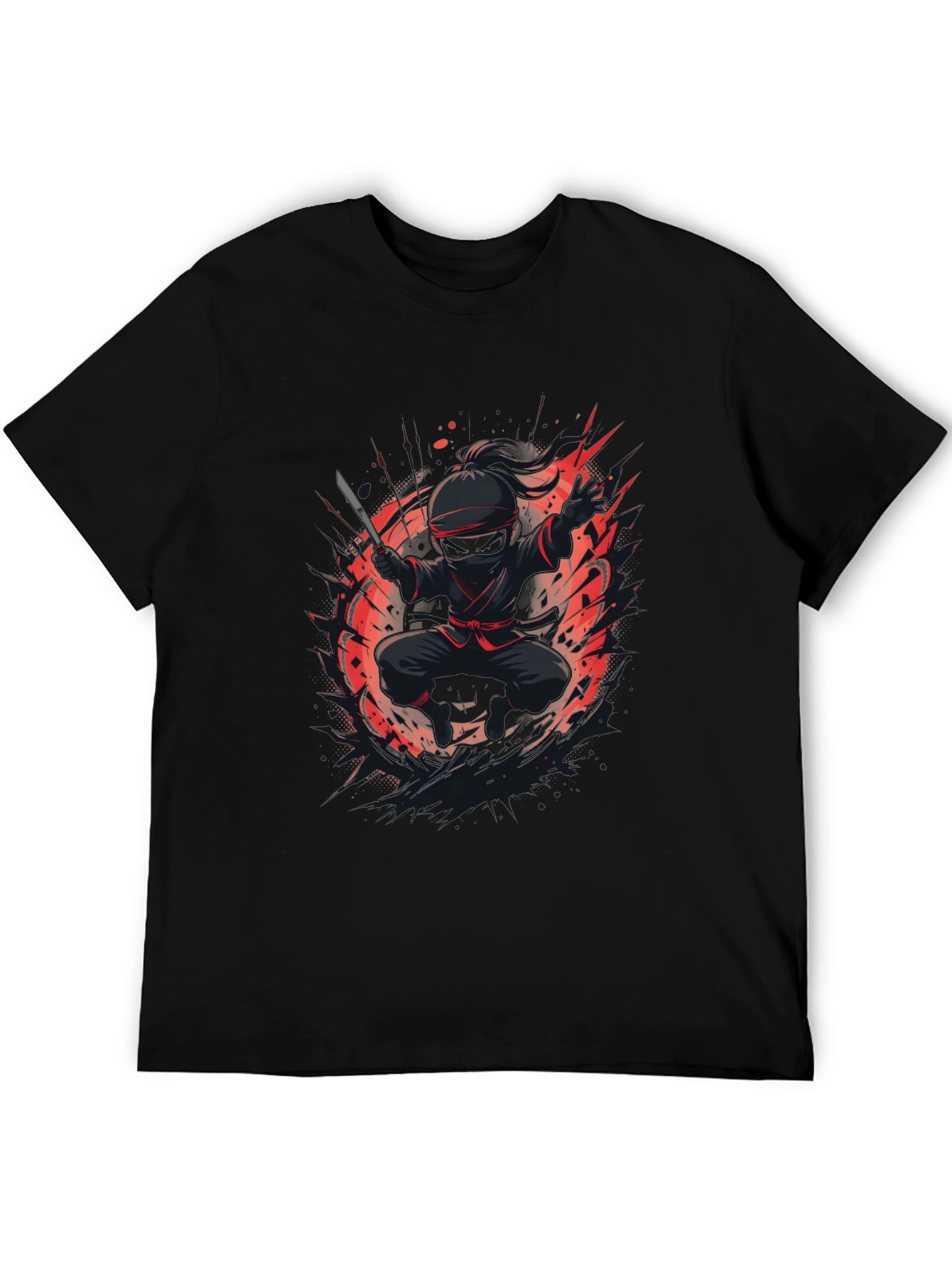 Ninja Warrior Graphic Tee - Black Cotton T-Shirt