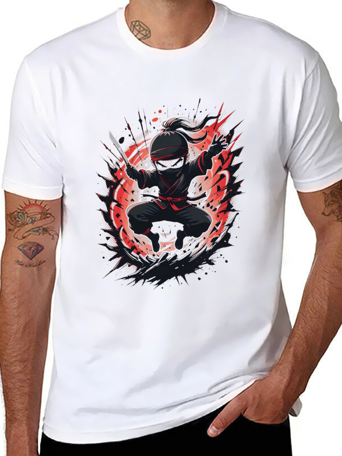 Ninja Warrior Graphic Tee - Black Cotton T-Shirt