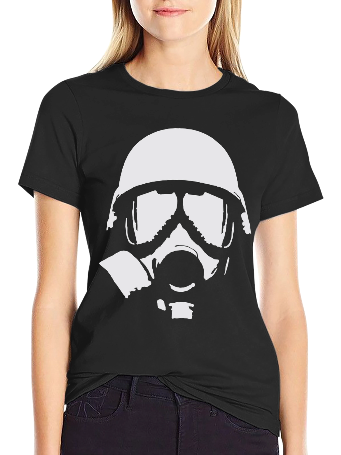 Gas Mask Graphic Tee - Black Cotton T-Shirt