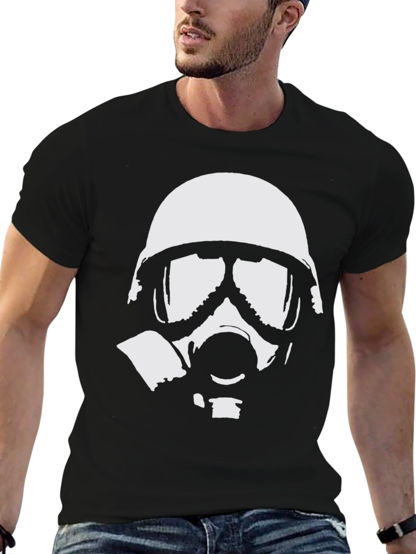 Gas Mask Graphic Tee - Black Cotton T-Shirt
