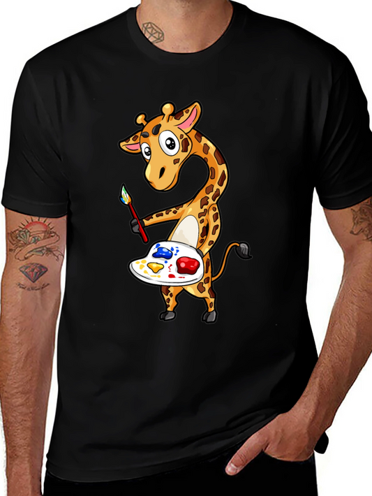 Giraffe Artist Graphic Tee - Black