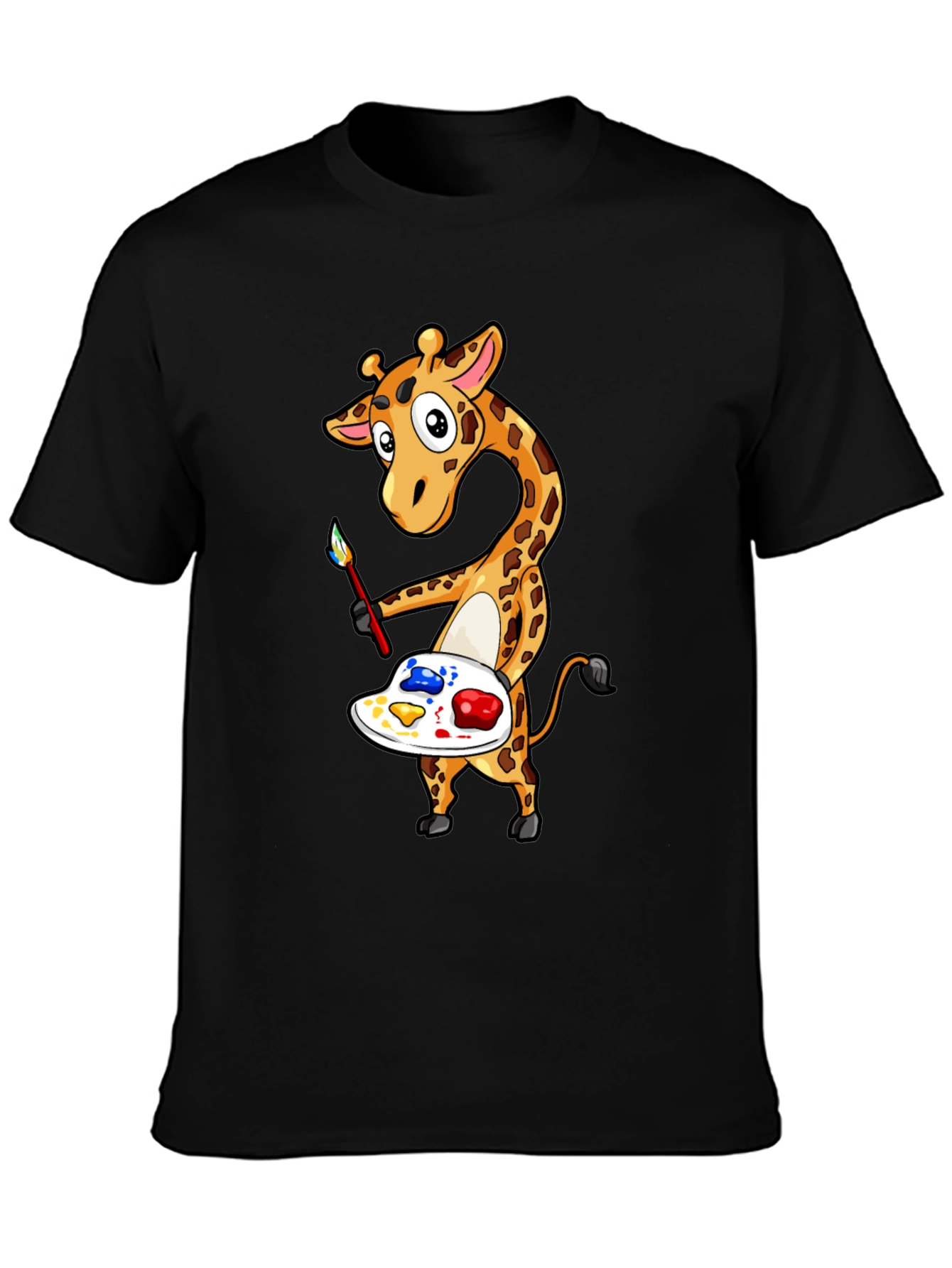 Giraffe Artist Graphic Tee - Black