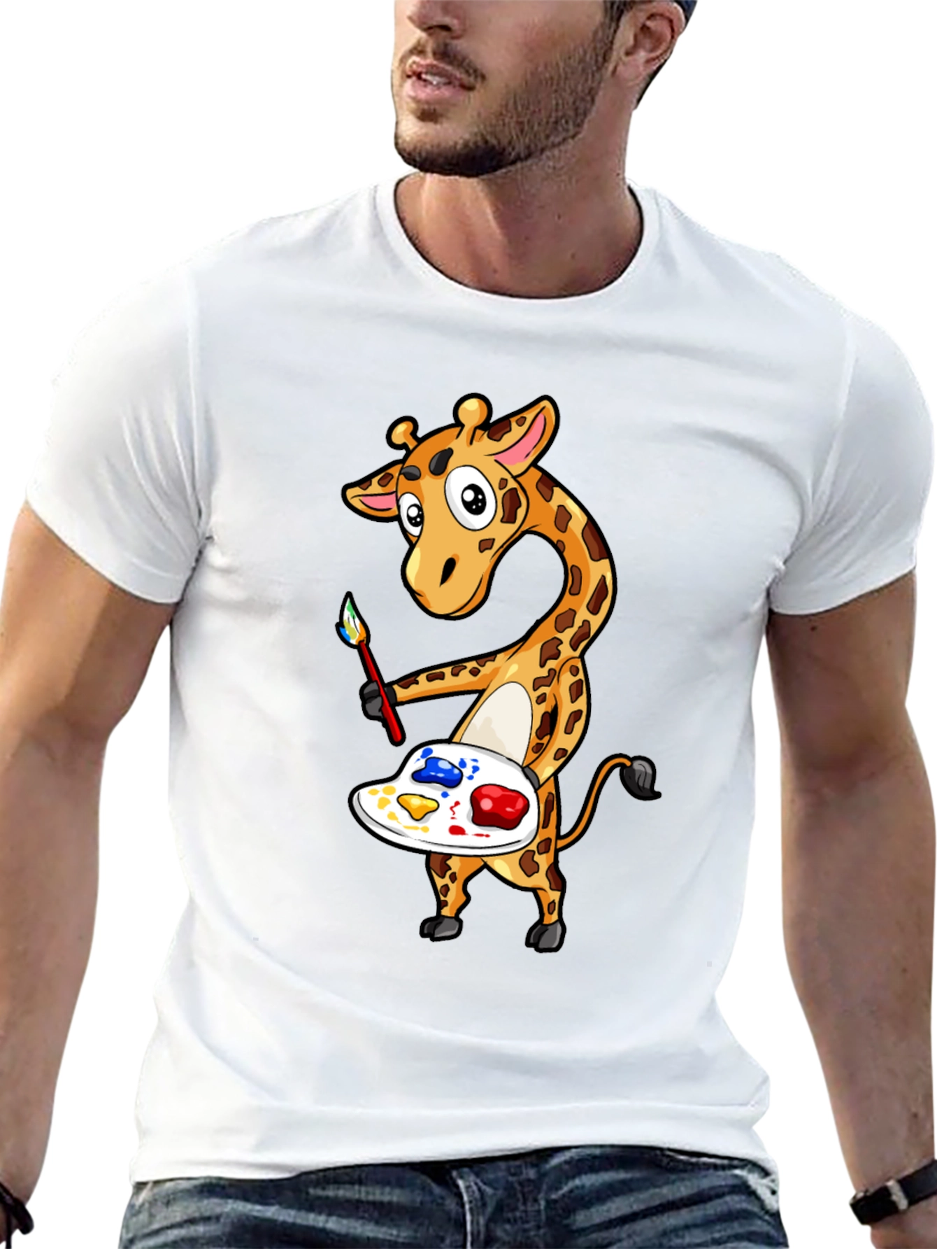 Giraffe Artist Graphic Tee - Black