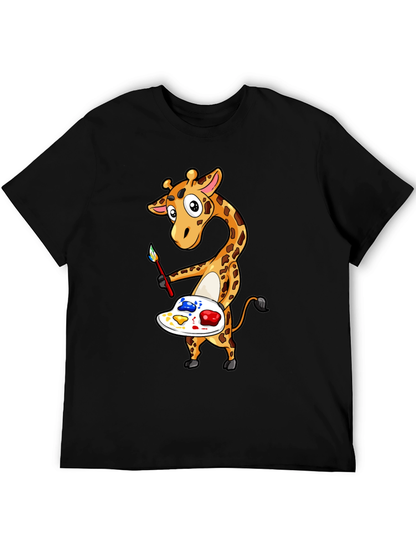 Giraffe Artist Graphic Tee - Black