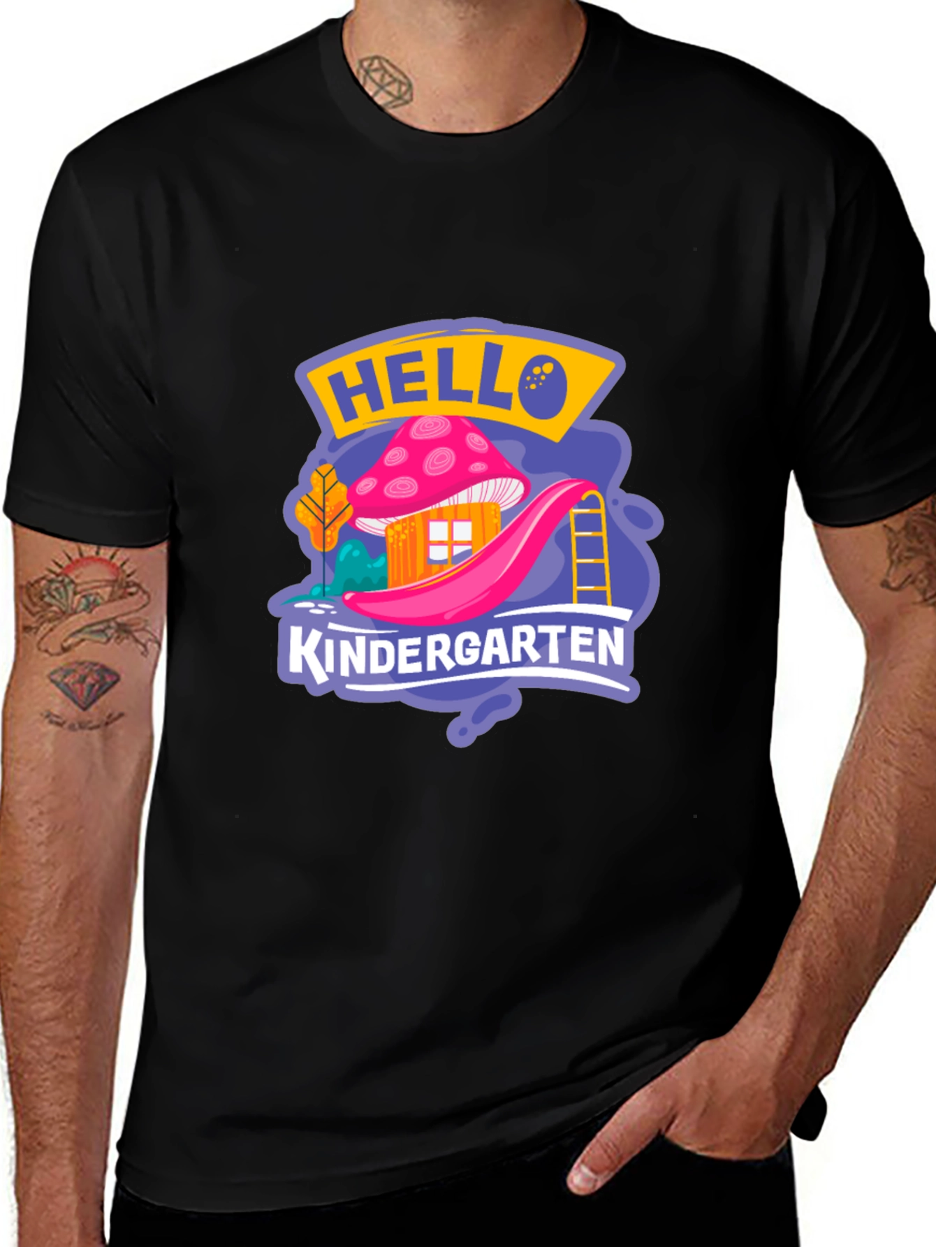 Hello Kindergarten Black T-Shirt