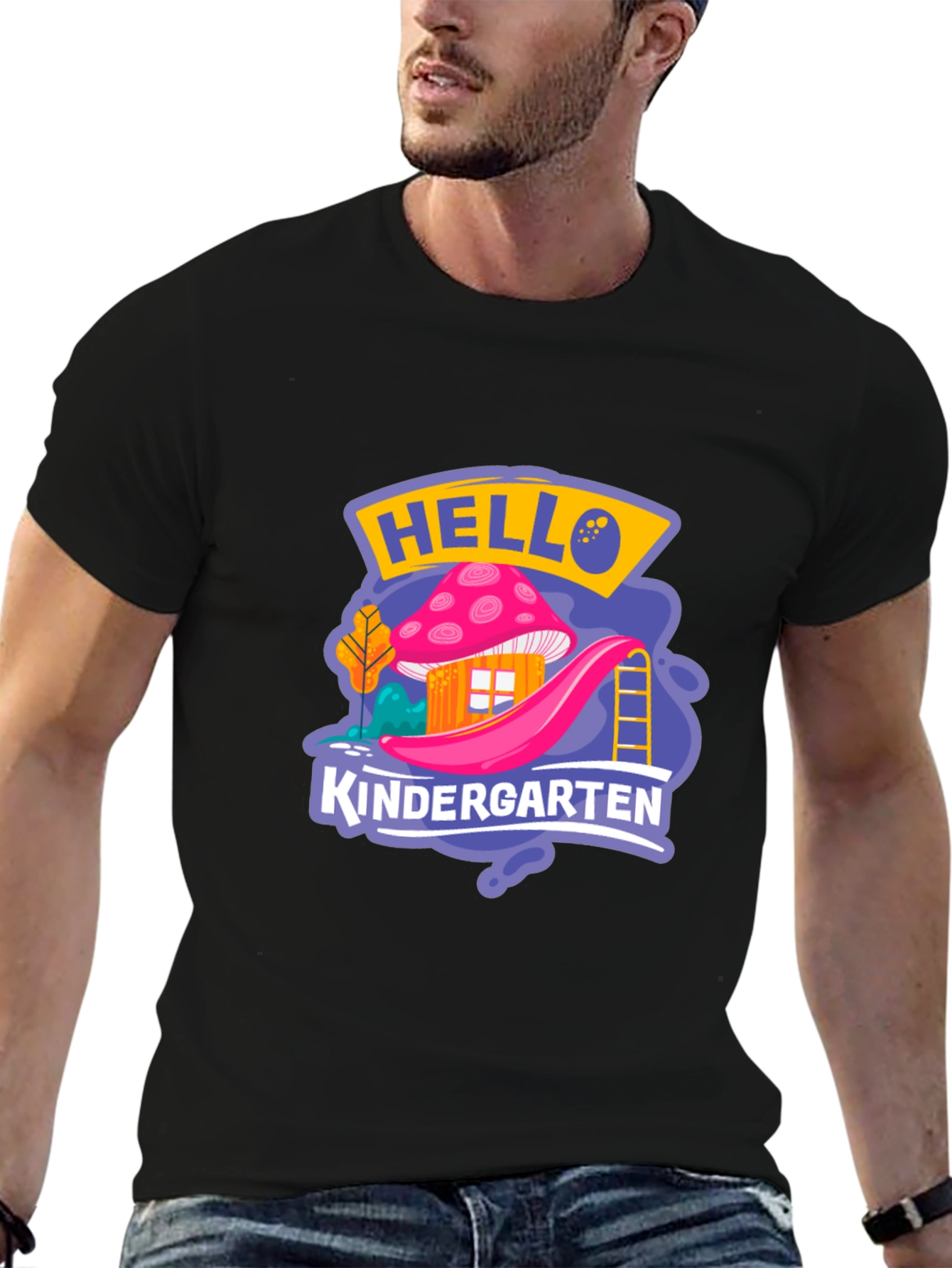 Hello Kindergarten Black T-Shirt
