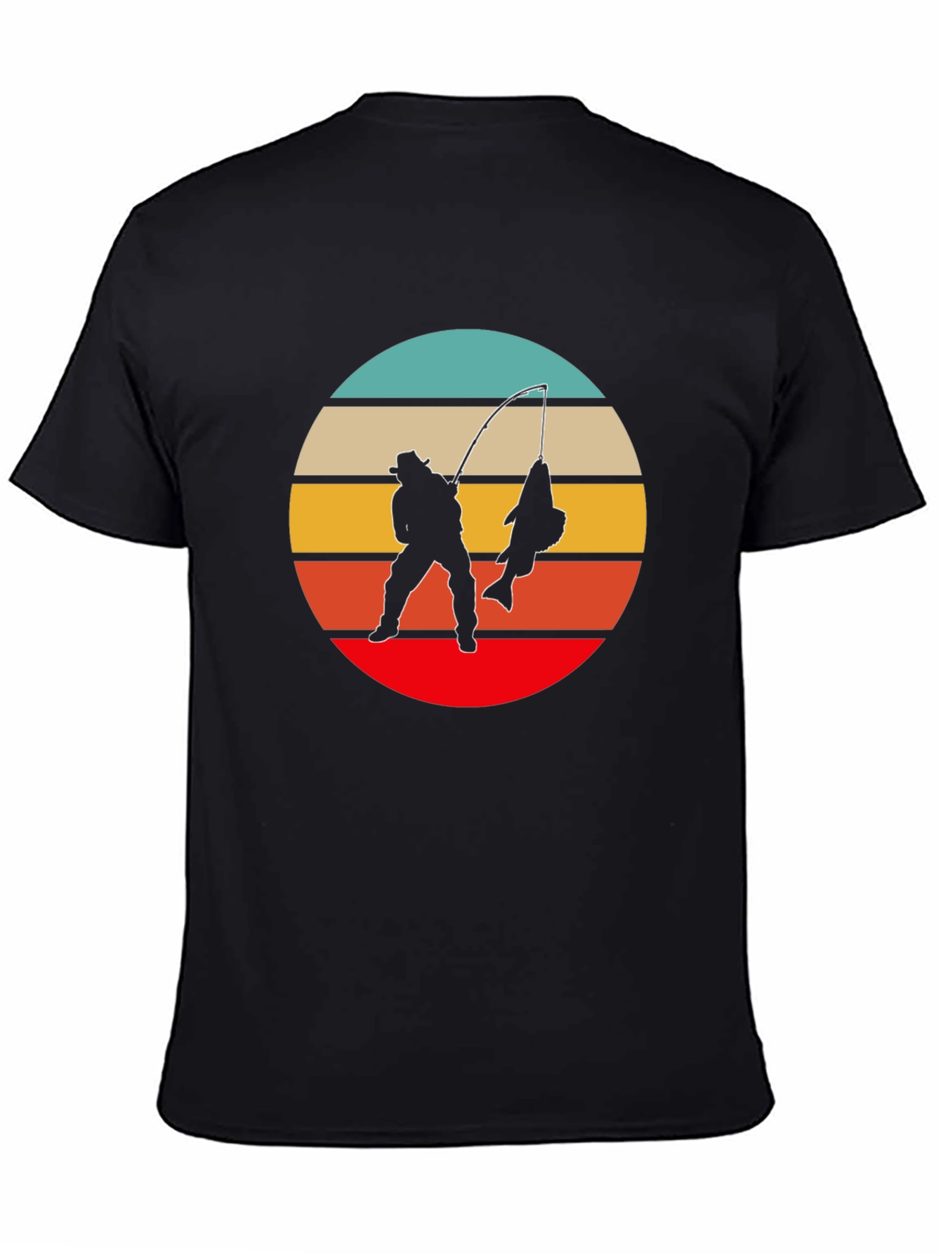 Retro Fishing T-Shirt - Fisherman Silhouette Design