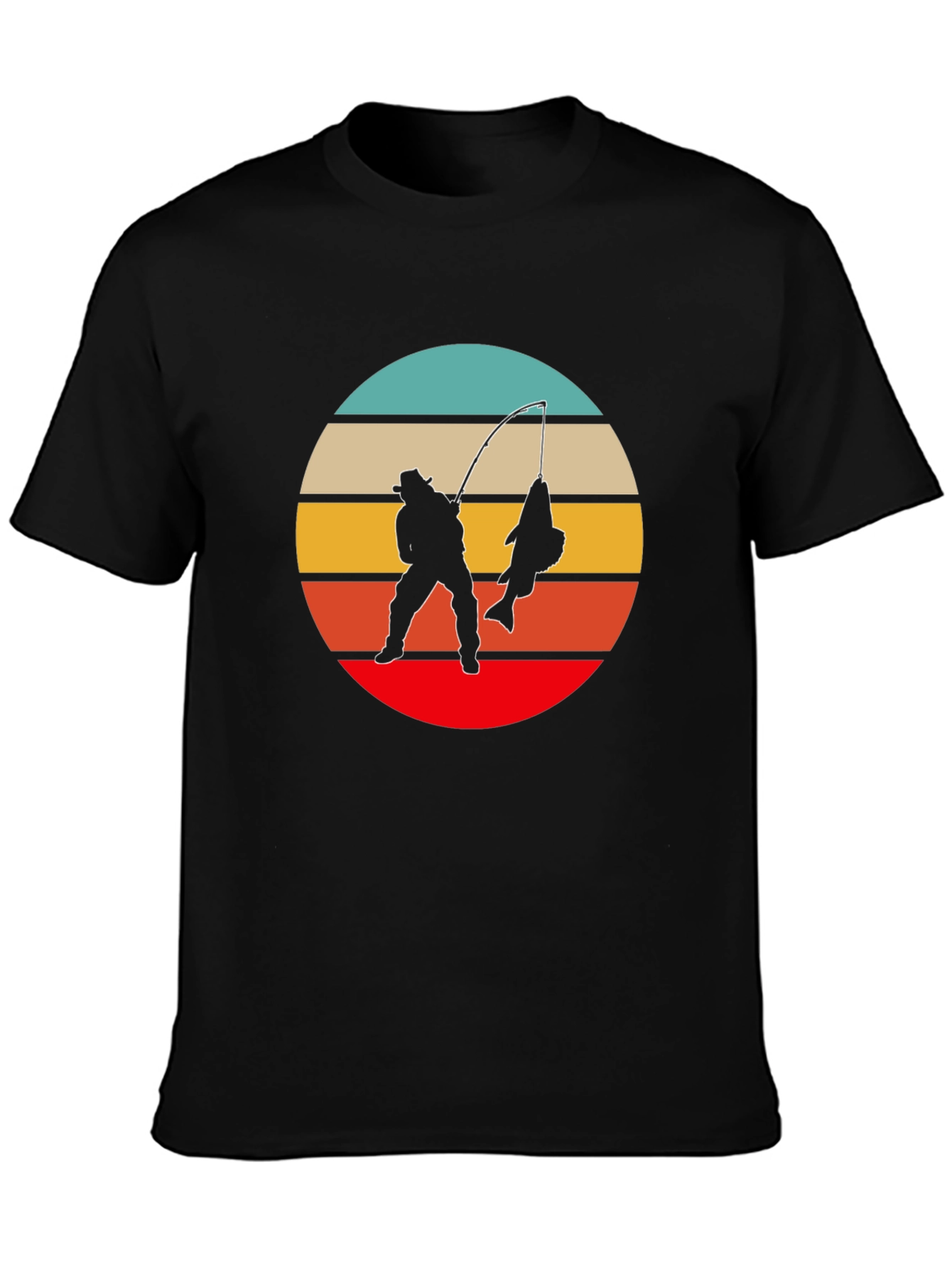 Retro Fishing T-Shirt - Fisherman Silhouette Design