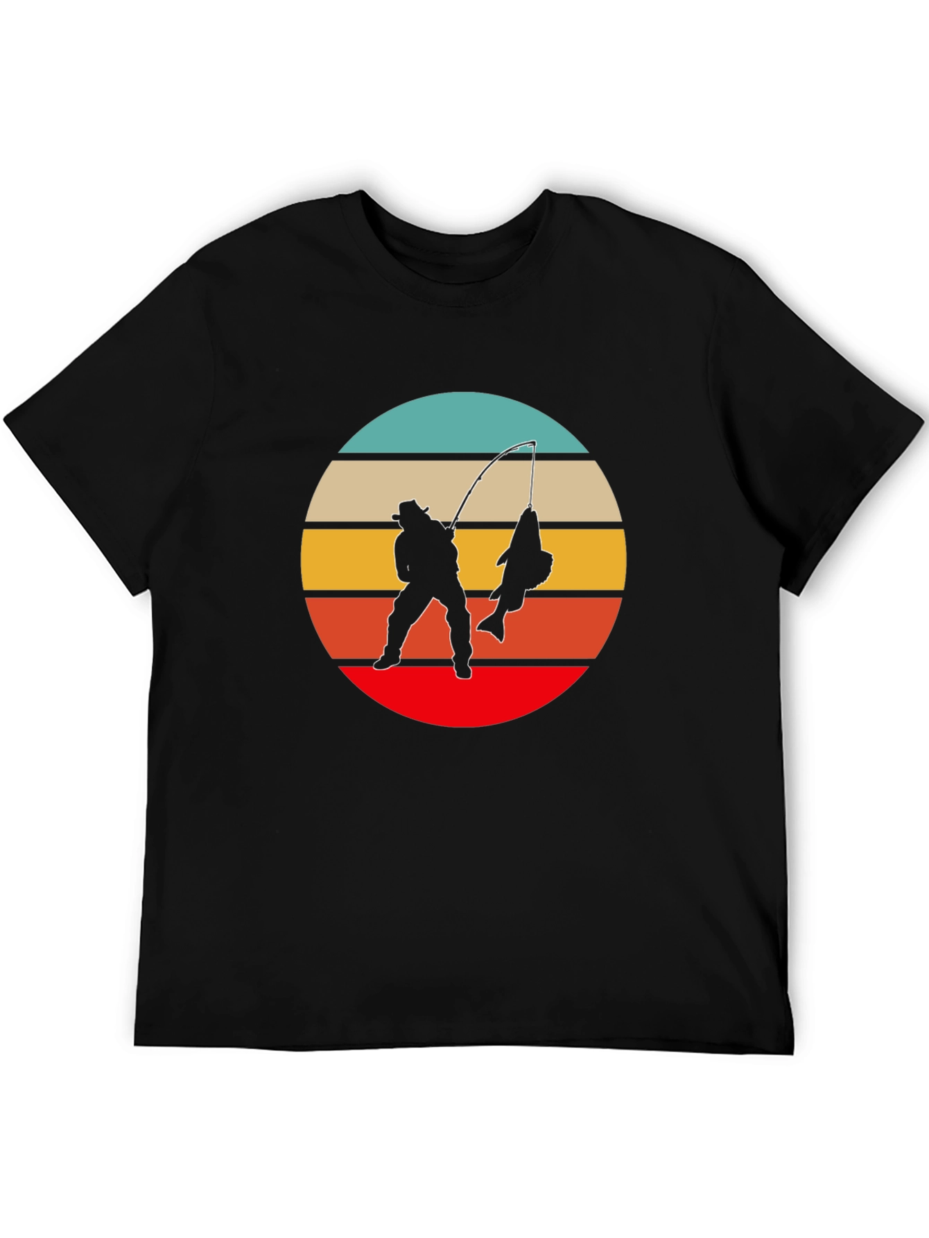 Retro Fishing T-Shirt - Fisherman Silhouette Design